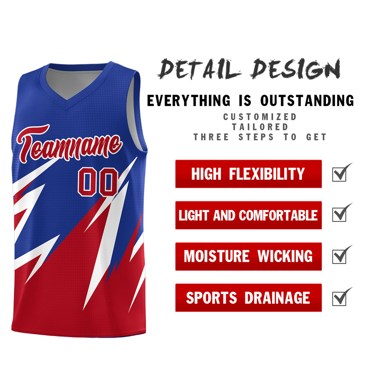 Custom Royal Abstract Mountain Pattern Sports Uniform Basketball Jersey