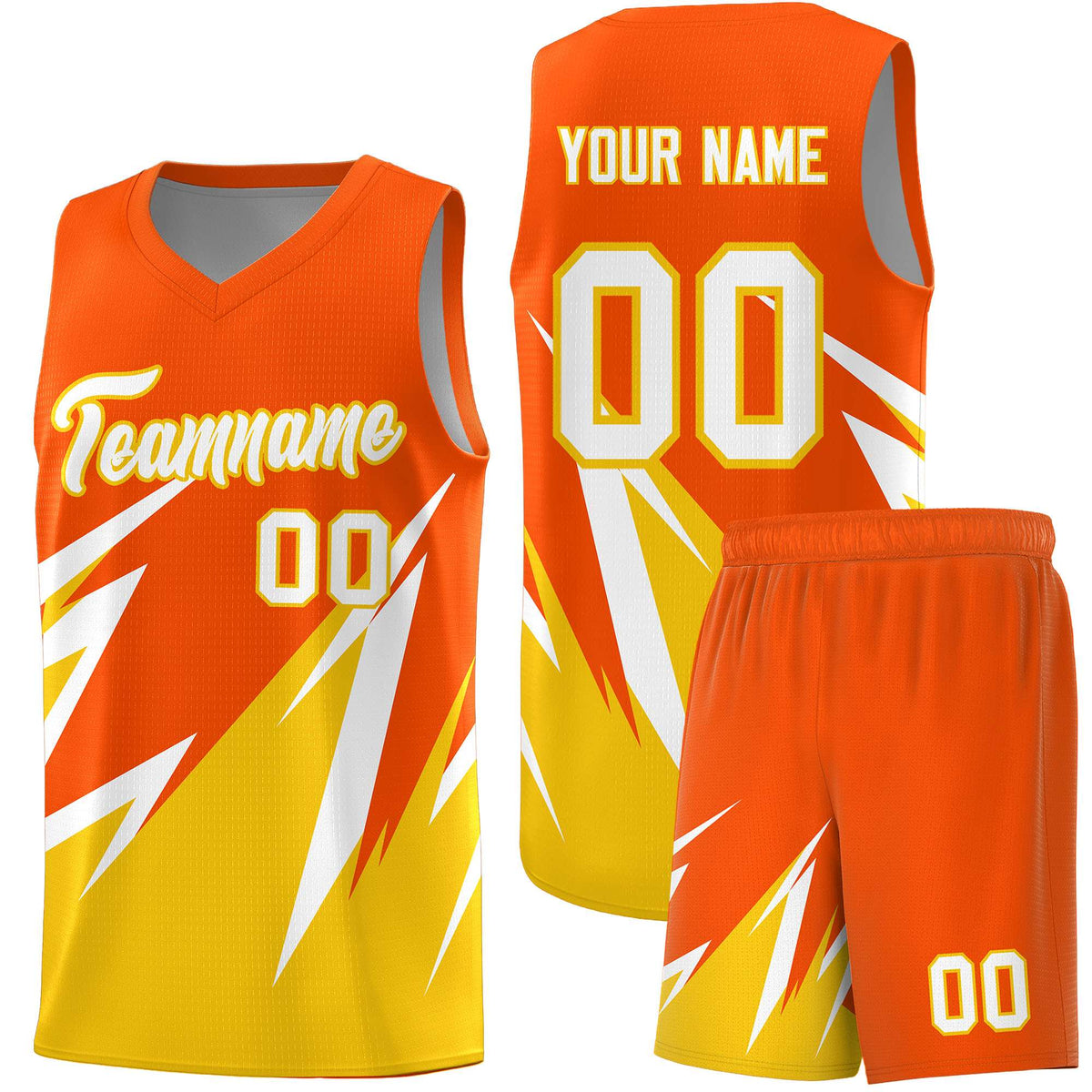 Custom Orange Abstract Mountain Pattern Sports Uniform Basketball Jersey