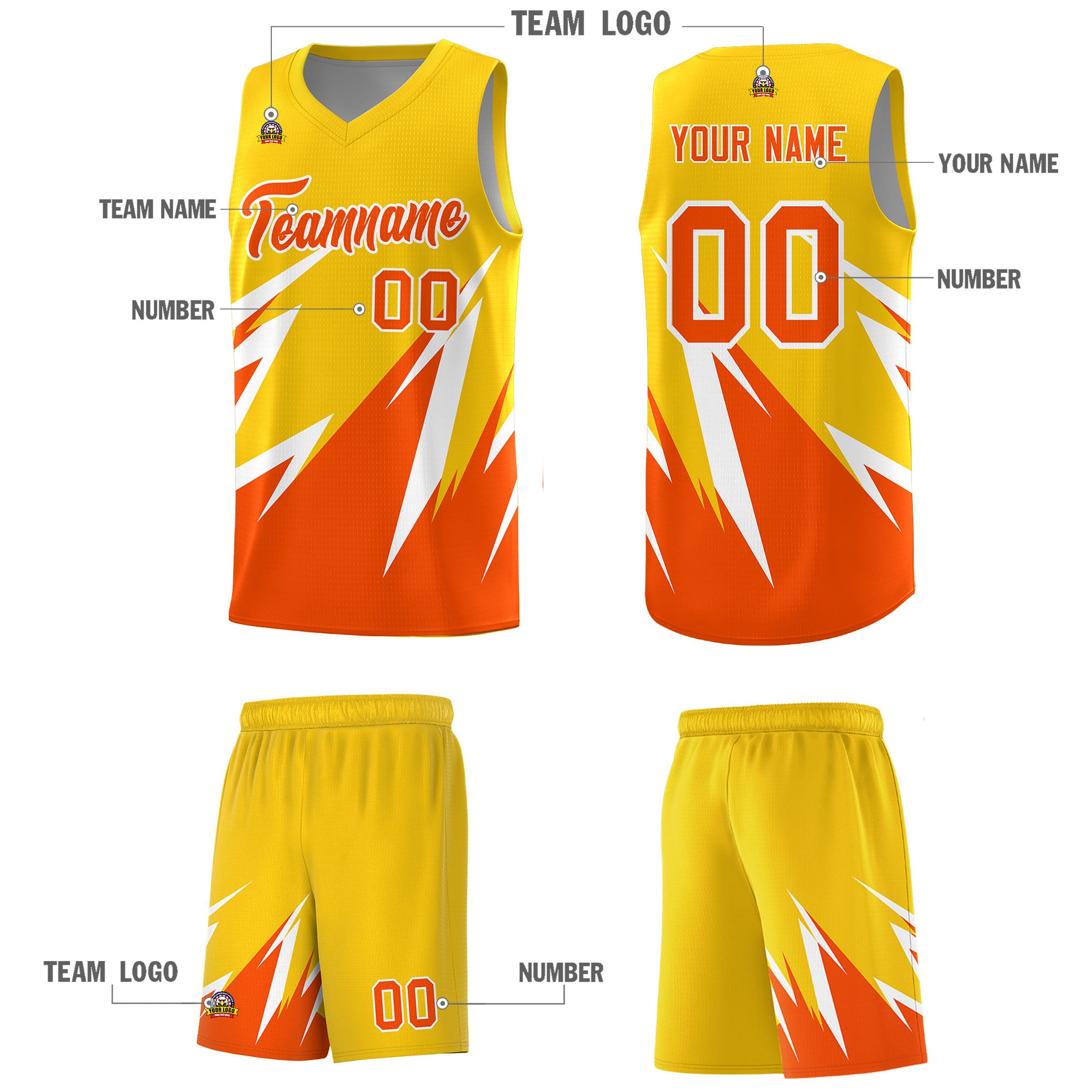 Custom Gold Abstract Mountain Pattern Sports Uniform Basketball Jersey