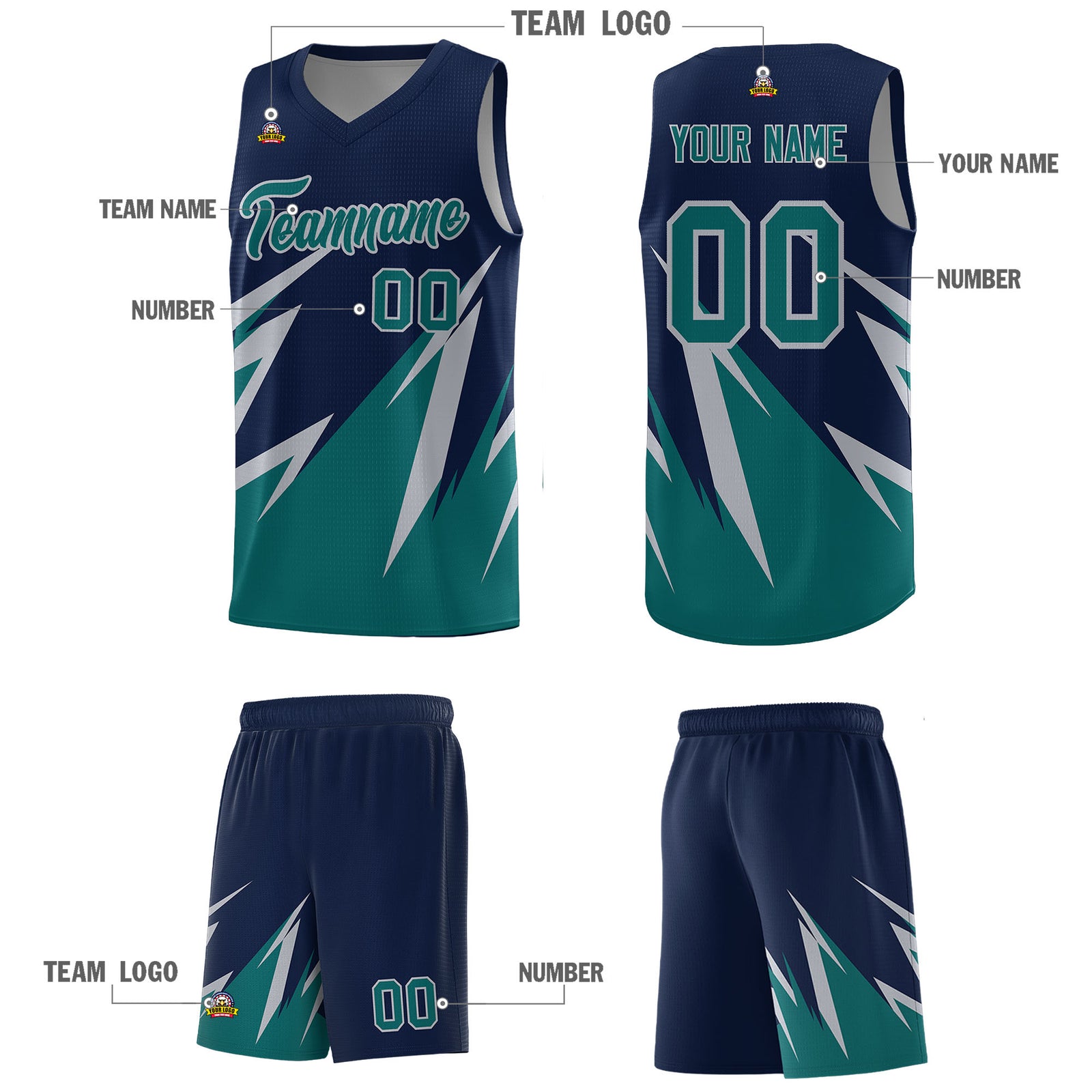 Custom Navy Abstract Mountain Pattern Sports Uniform Basketball Jersey