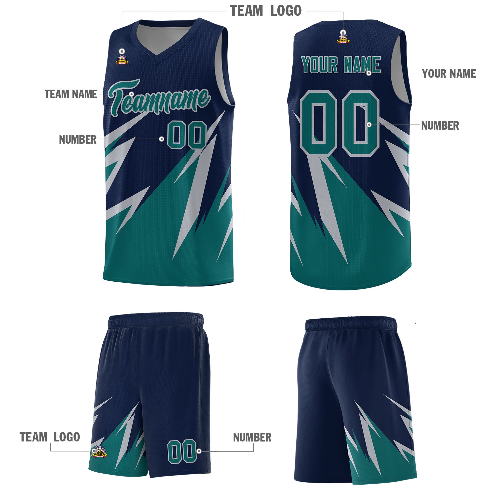 Custom Navy Abstract Mountain Pattern Sports Uniform Basketball Jersey