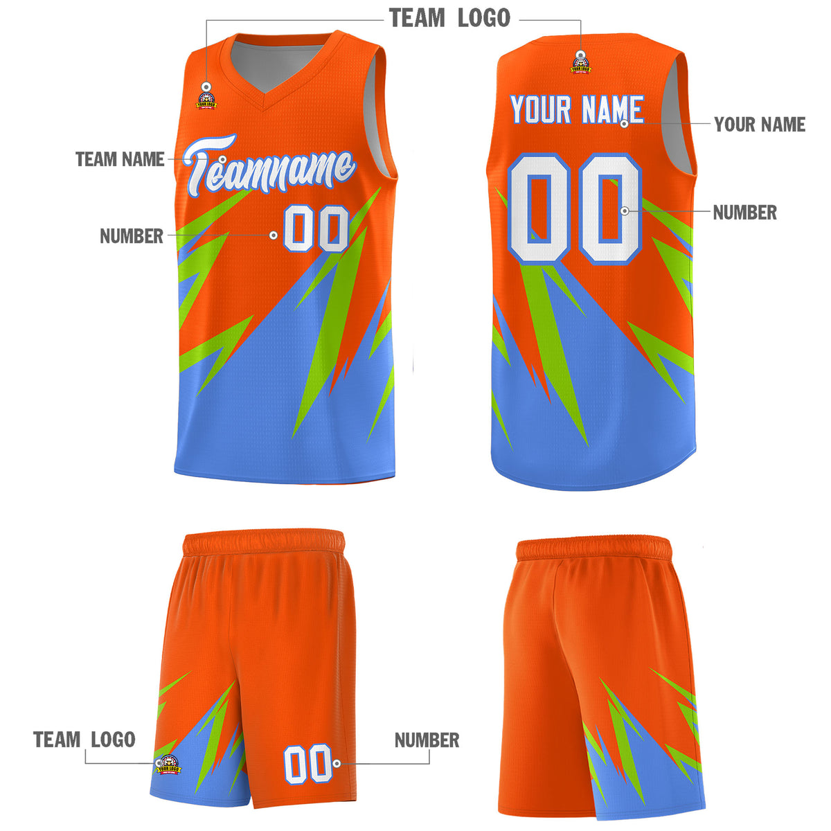 Custom Orange Abstract Mountain Pattern Sports Uniform Basketball Jersey
