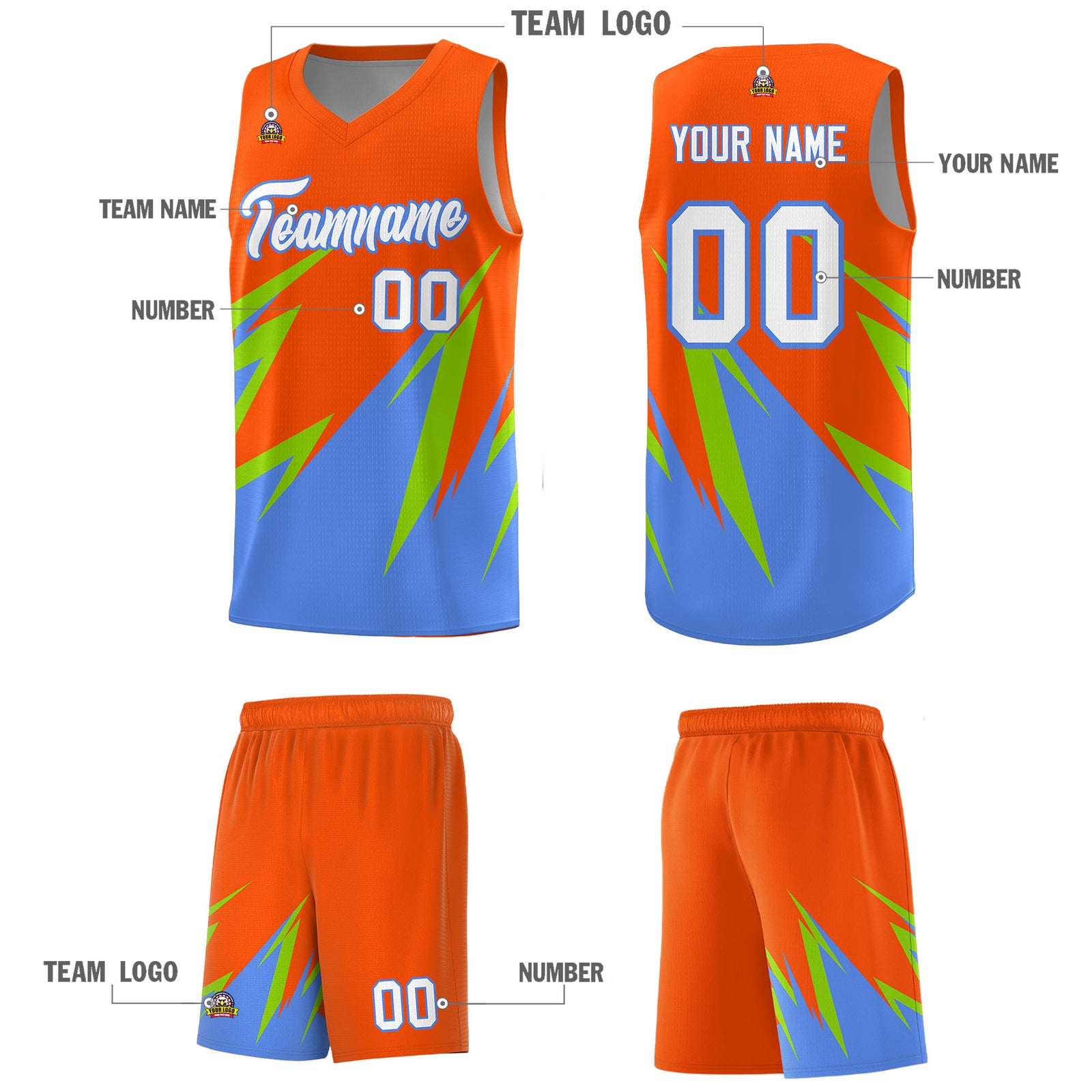 Custom Orange Abstract Mountain Pattern Sports Uniform Basketball Jersey