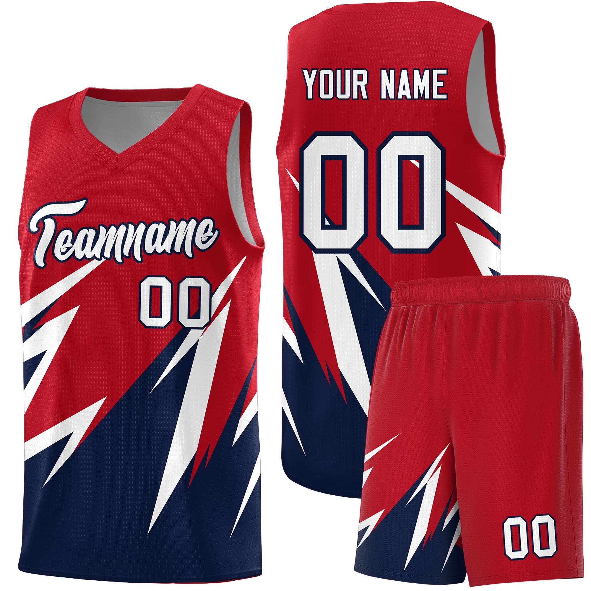 Custom Red Abstract Mountain Pattern Sports Uniform Basketball Jersey