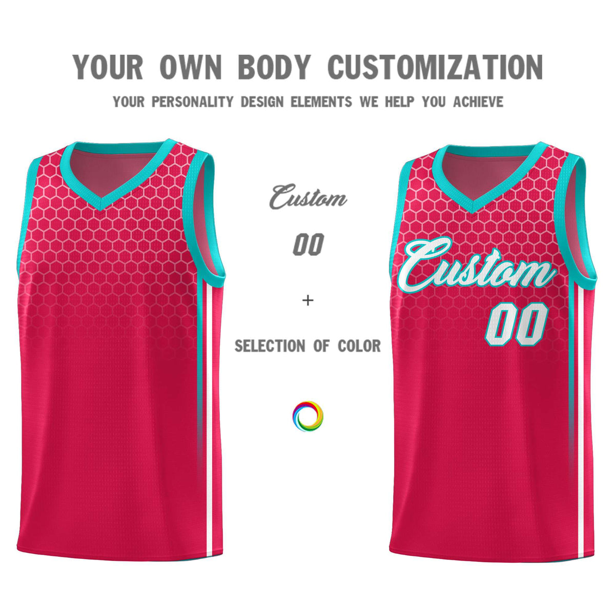 Custom Red Personalized Honeycomb Pattern Sports Uniform Basketball Jersey