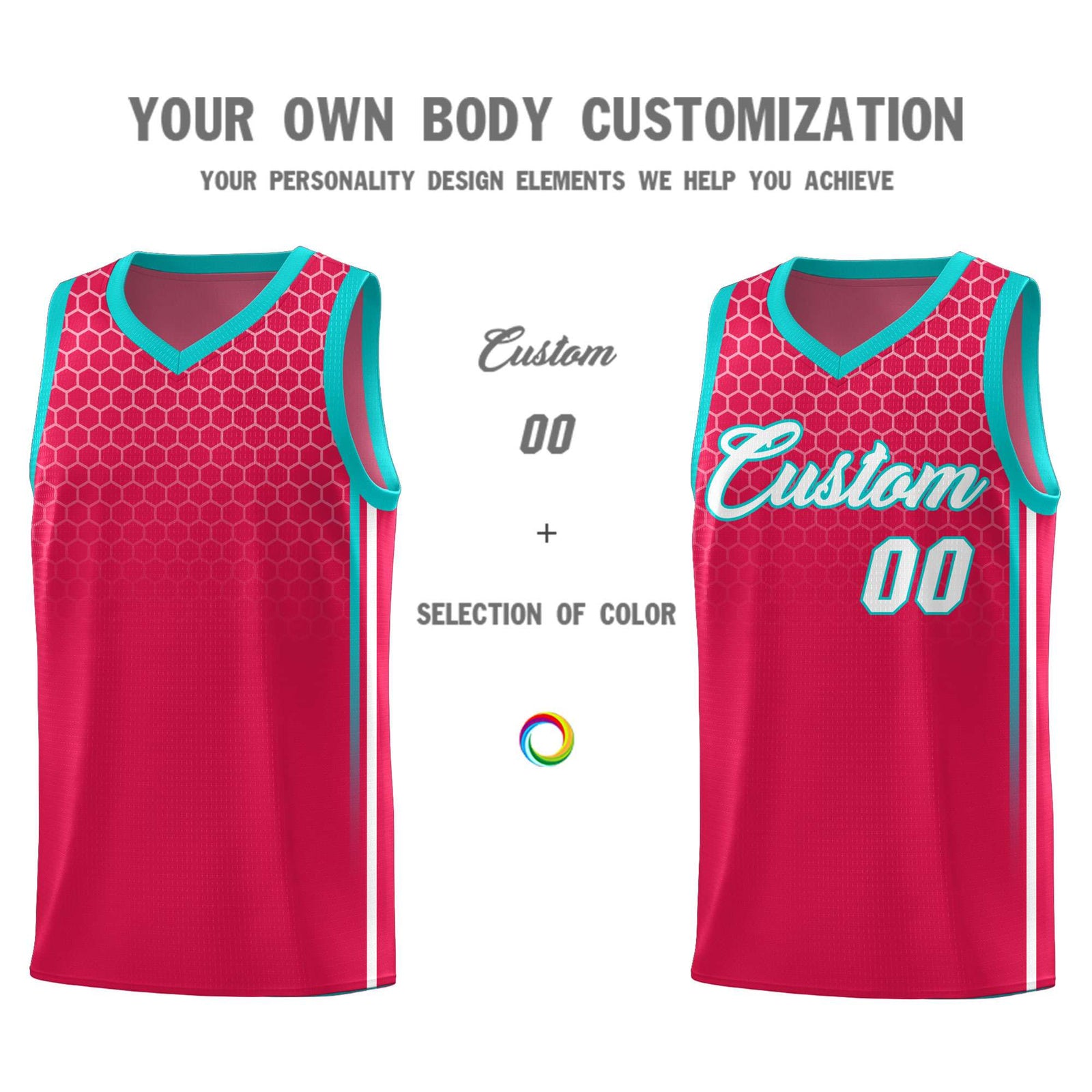 Custom Red Personalized Honeycomb Pattern Sports Uniform Basketball Jersey