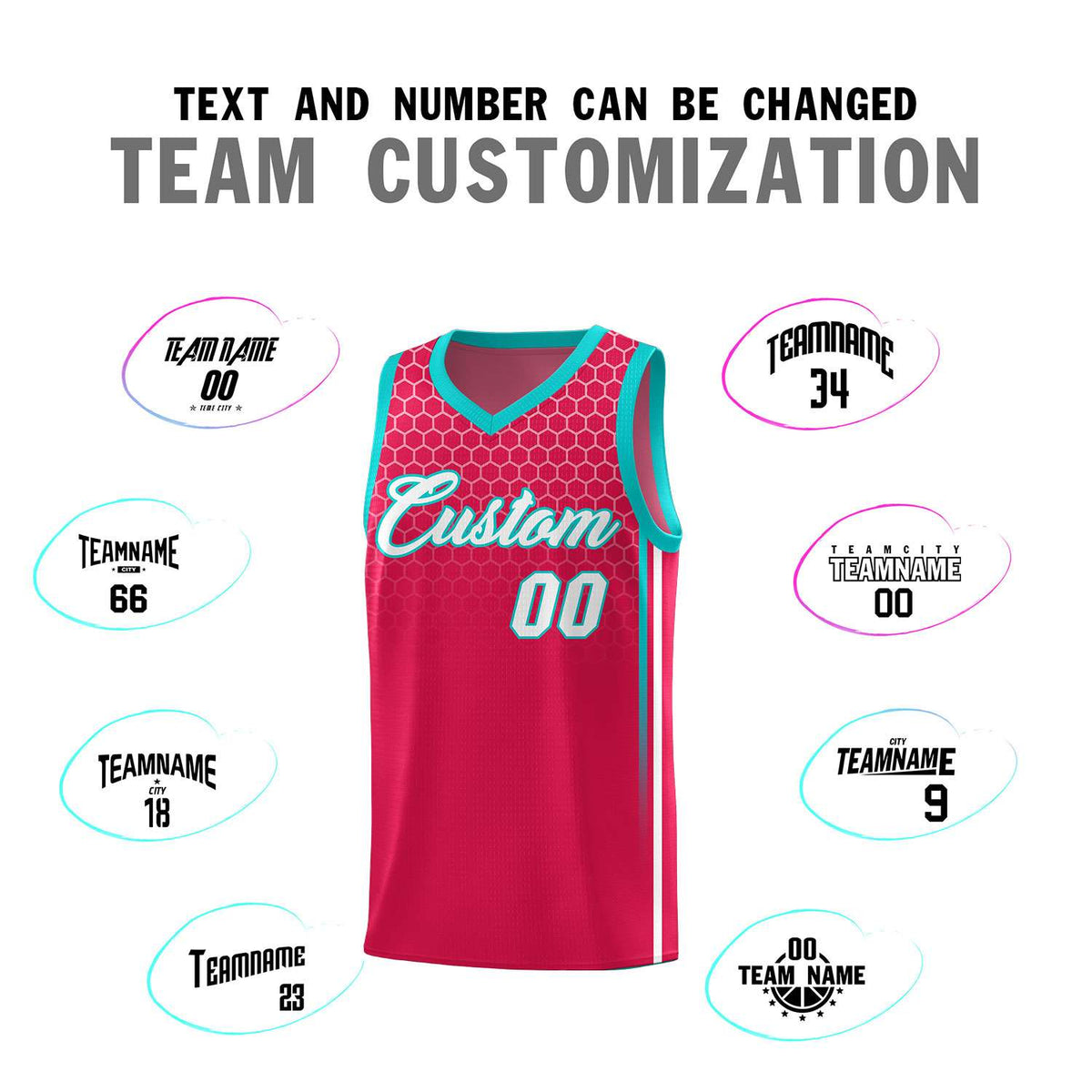 Custom Red Personalized Honeycomb Pattern Sports Uniform Basketball Jersey