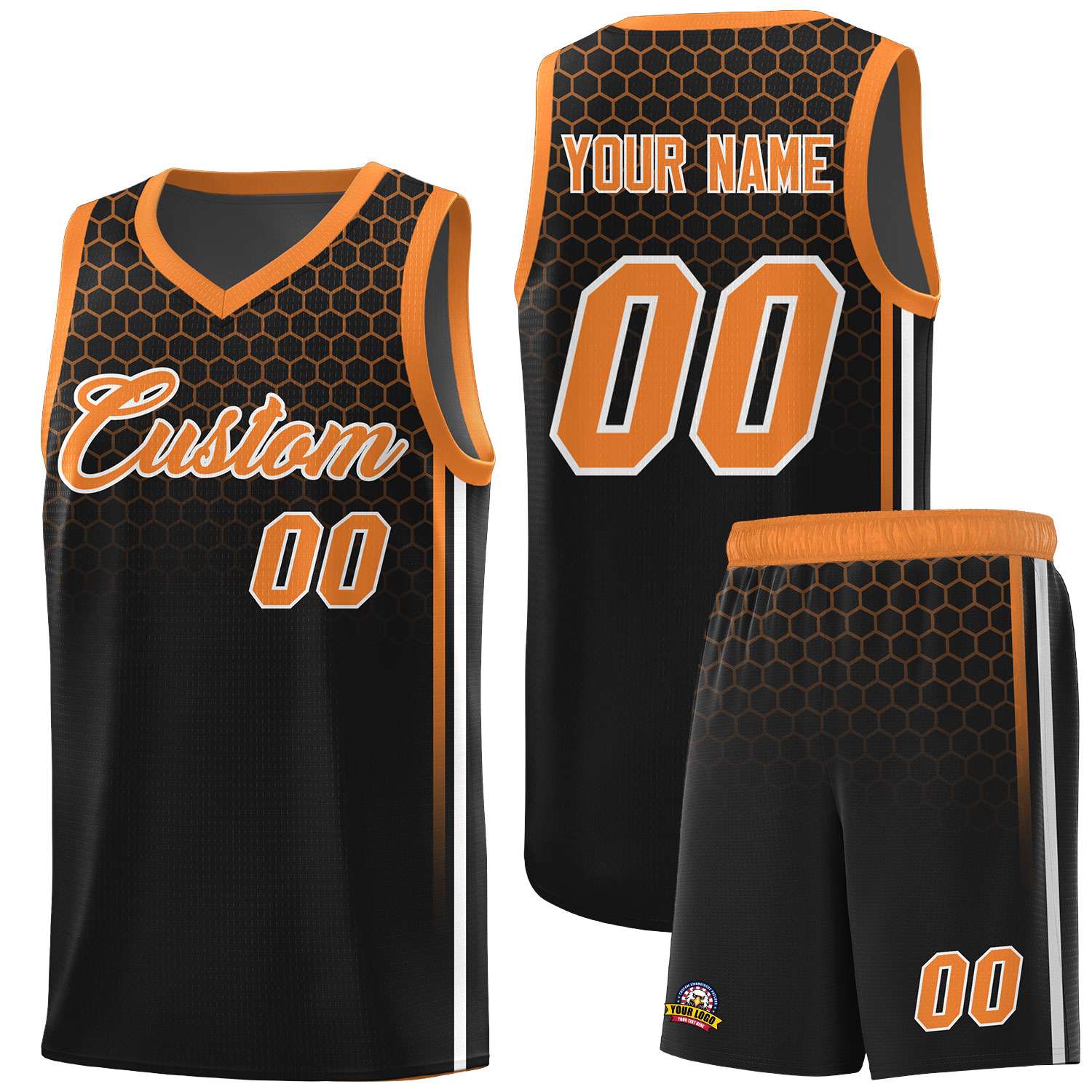 Custom Black Personalized Honeycomb Pattern Sports Uniform Basketball Jersey