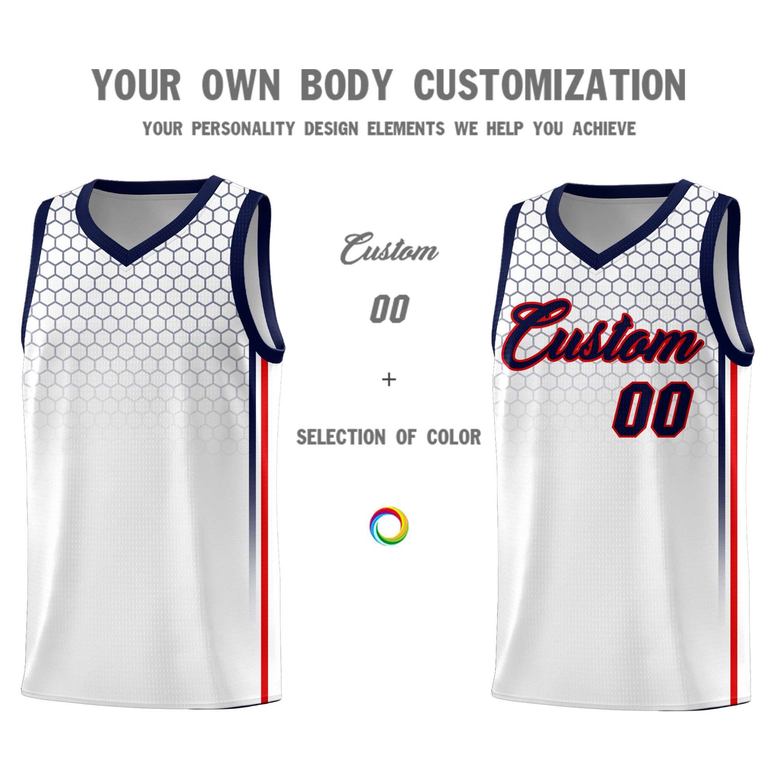 Custom White Personalized Honeycomb Pattern Sports Uniform Basketball Jersey