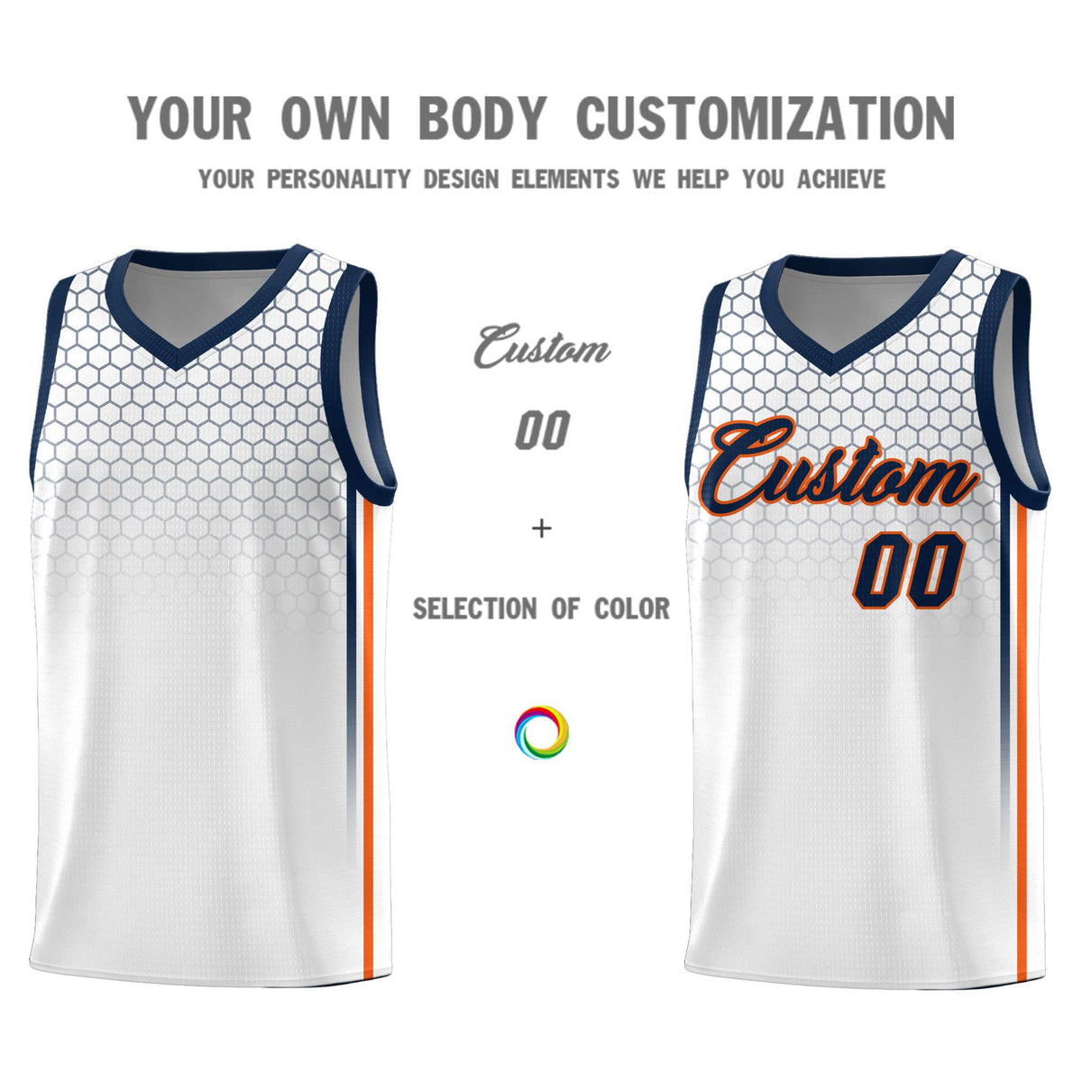 Custom White Personalized Honeycomb Pattern Sports Uniform Basketball Jersey