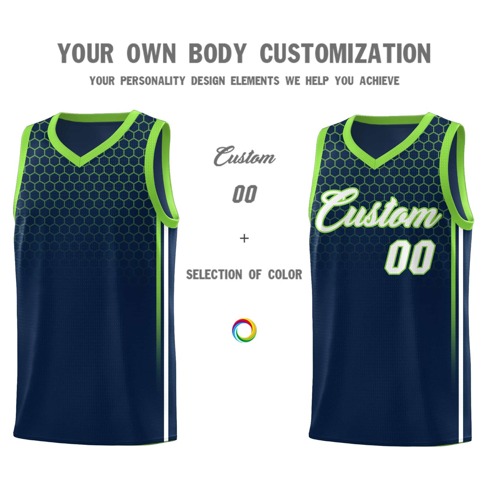 Custom Navy Personalized Honeycomb Pattern Sports Uniform Basketball Jersey