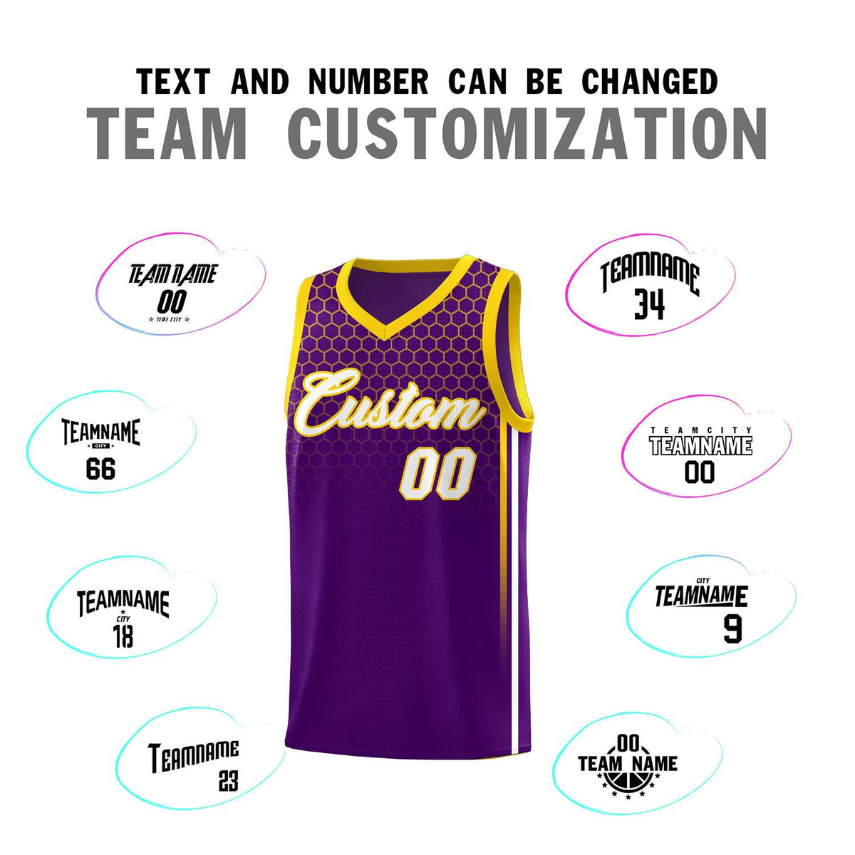 Custom Purple Personalized Honeycomb Pattern Sports Uniform Basketball Jersey