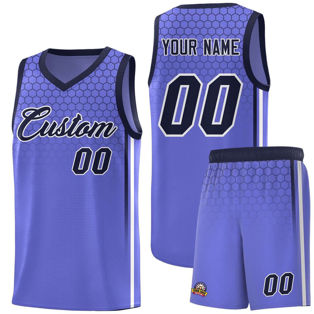 Custom Purple Personalized Honeycomb Pattern Sports Uniform Basketball Jersey