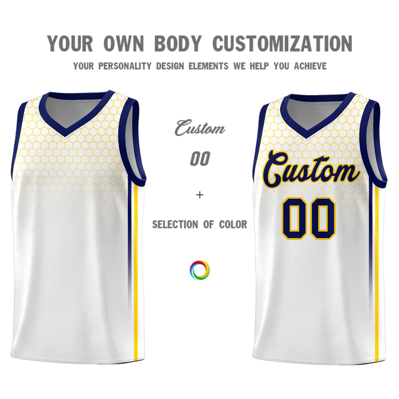 Custom White Personalized Honeycomb Pattern Sports Uniform Basketball Jersey