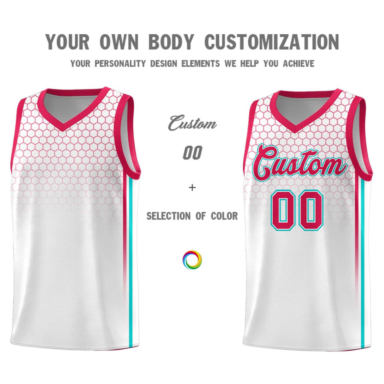 Custom White Personalized Honeycomb Pattern Sports Uniform Basketball Jersey