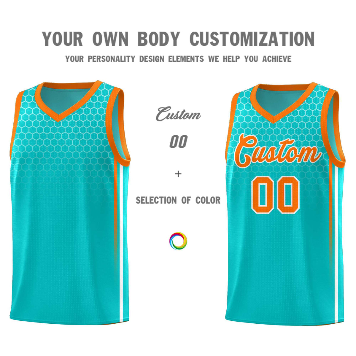 Custom Sky Blue Personalized Honeycomb Pattern Sports Uniform Basketball Jersey