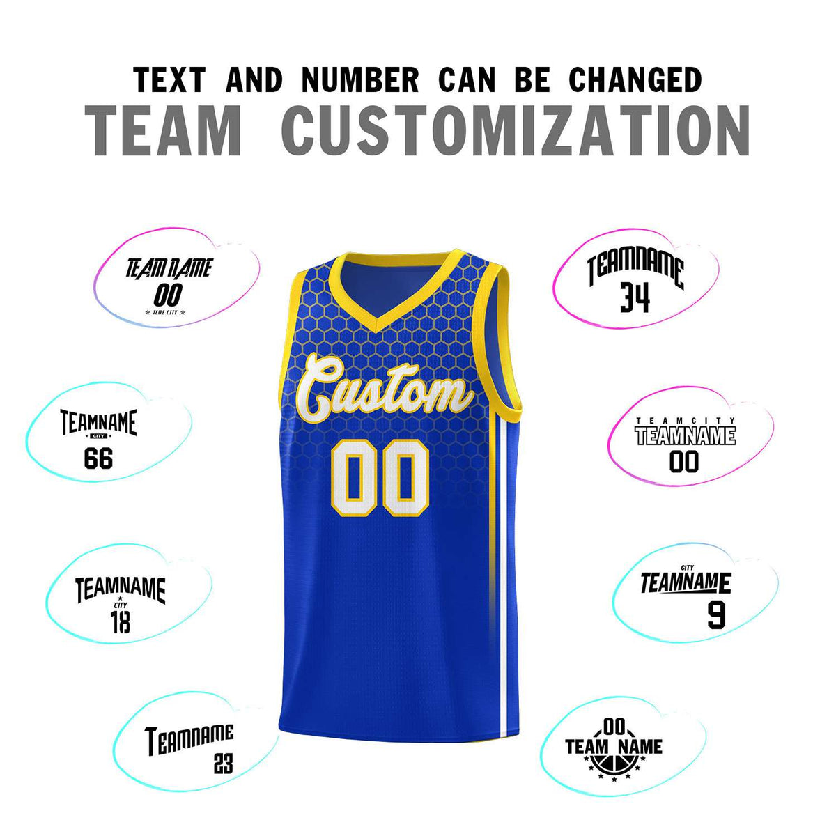 Custom Royal Personalized Honeycomb Pattern Sports Uniform Basketball Jersey