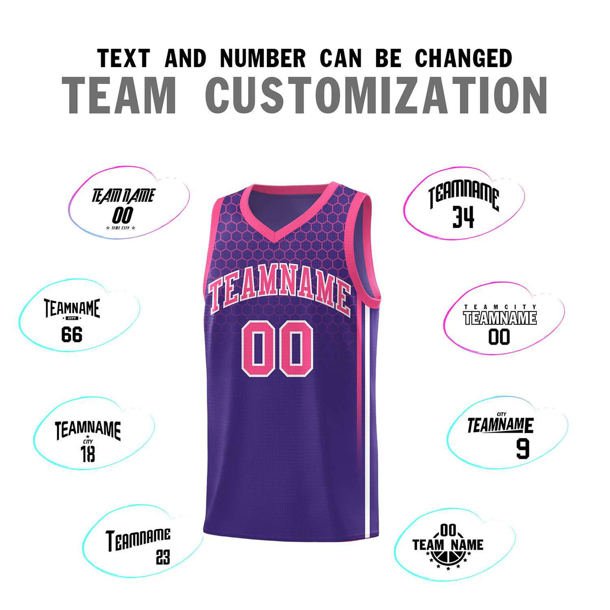 Custom Purple Personalized Honeycomb Pattern Sports Uniform Basketball Jersey