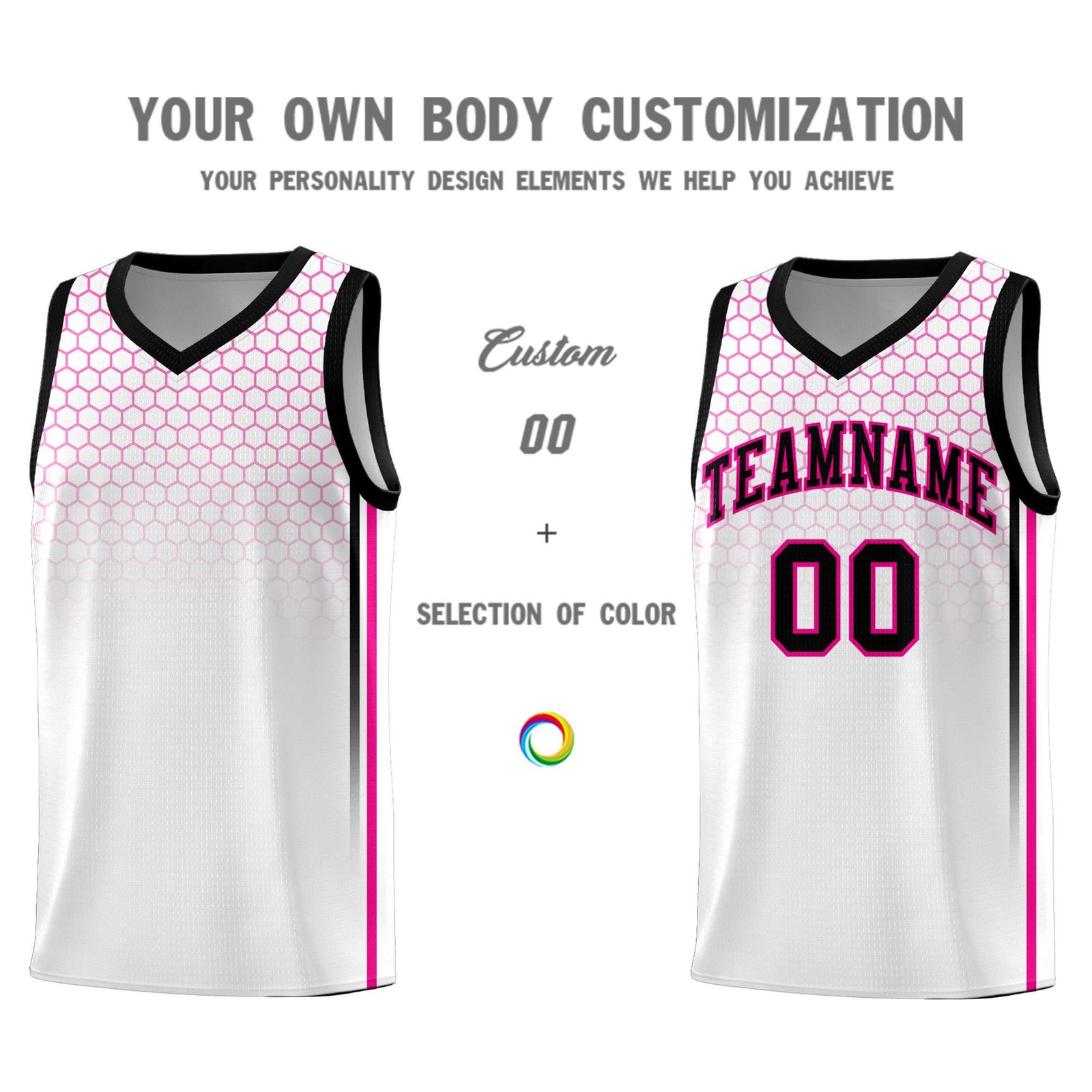 Custom White Personalized Honeycomb Pattern Sports Uniform Basketball Jersey