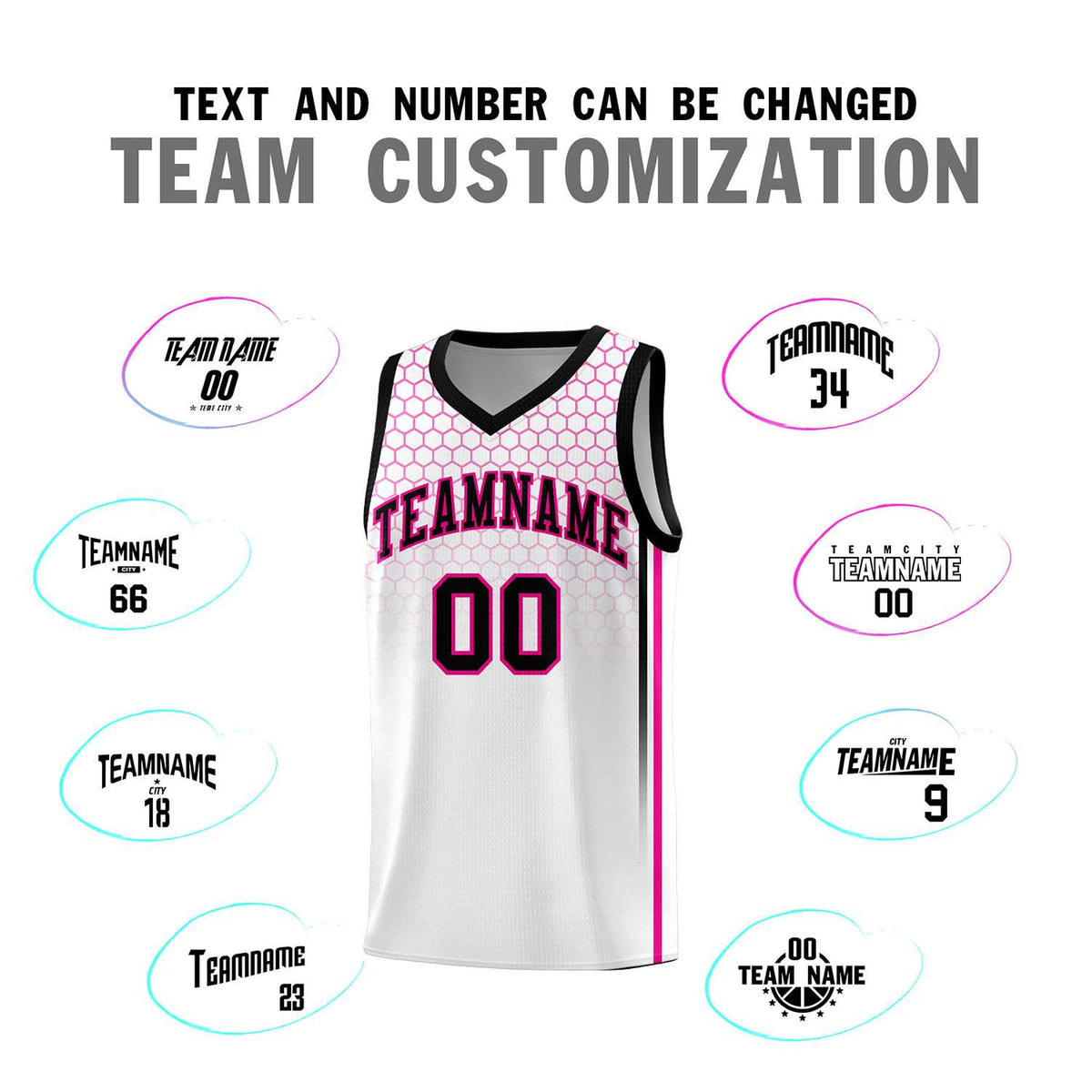 Custom White Personalized Honeycomb Pattern Sports Uniform Basketball Jersey