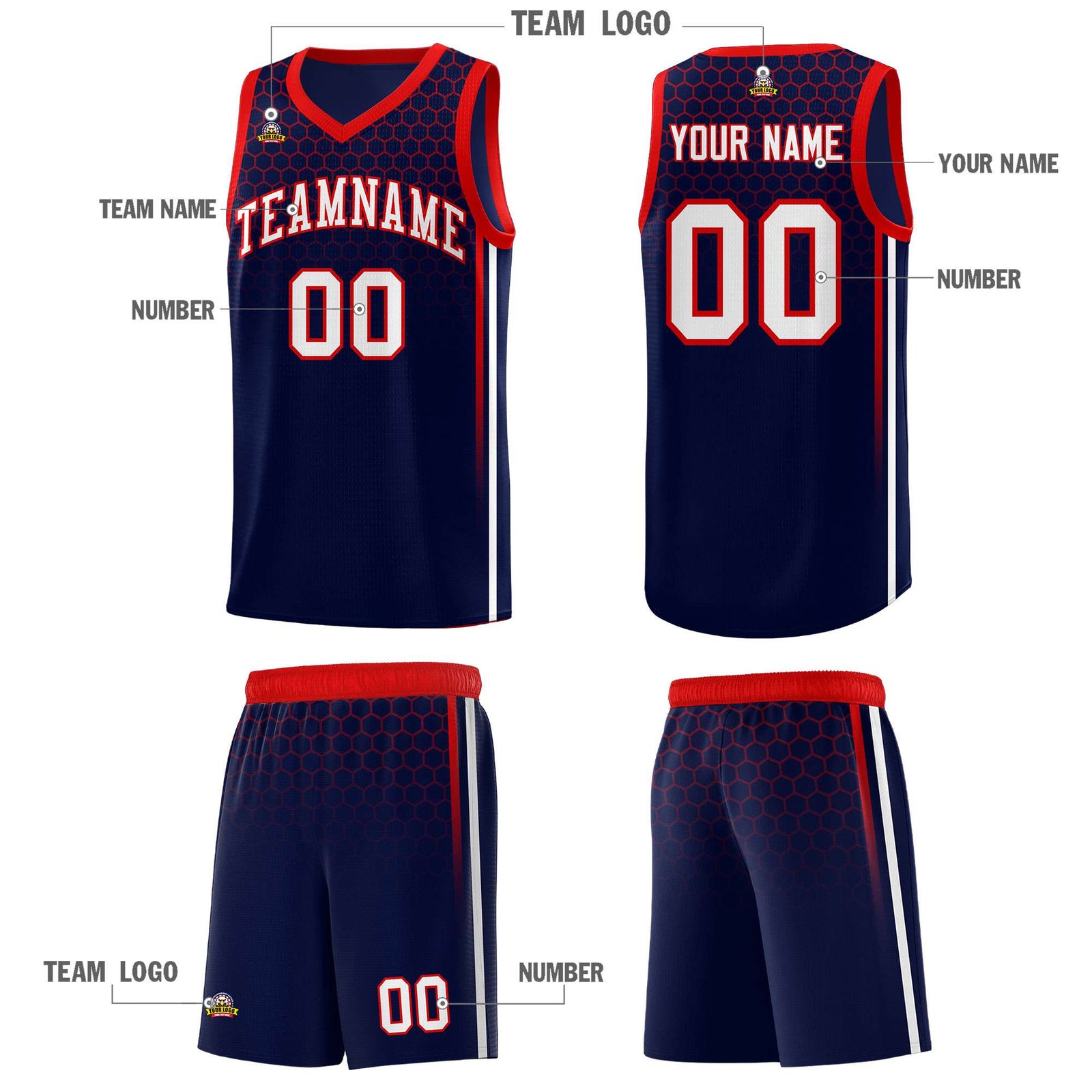 Custom Navy Personalized Honeycomb Pattern Sports Uniform Basketball Jersey