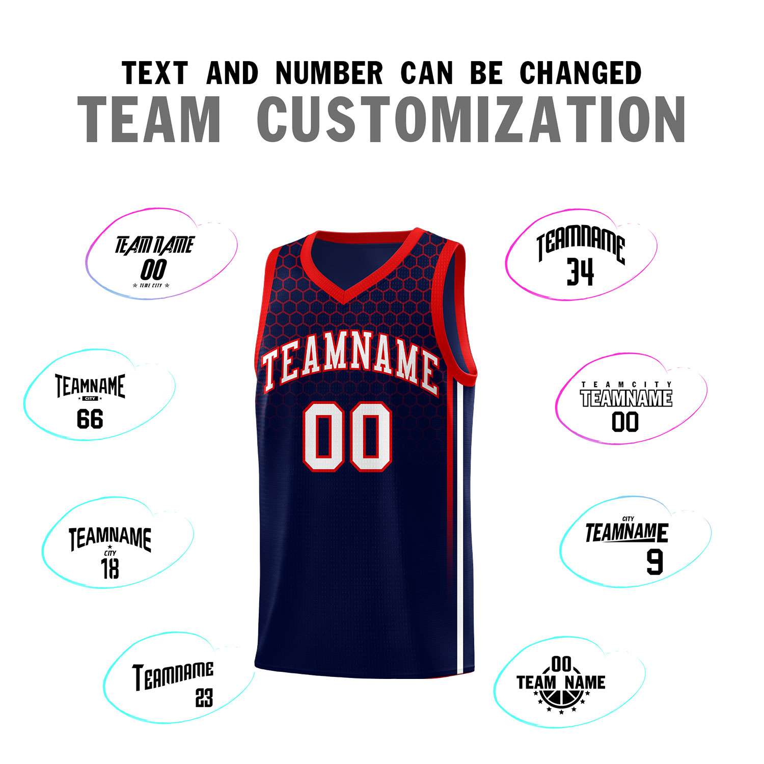 Custom Navy Personalized Honeycomb Pattern Sports Uniform Basketball Jersey