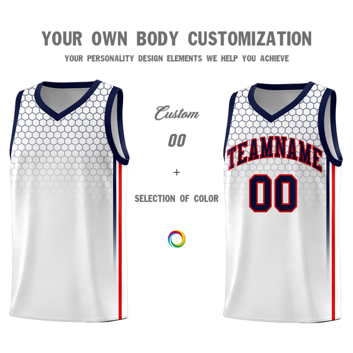 Custom White Personalized Honeycomb Pattern Sports Uniform Basketball Jersey