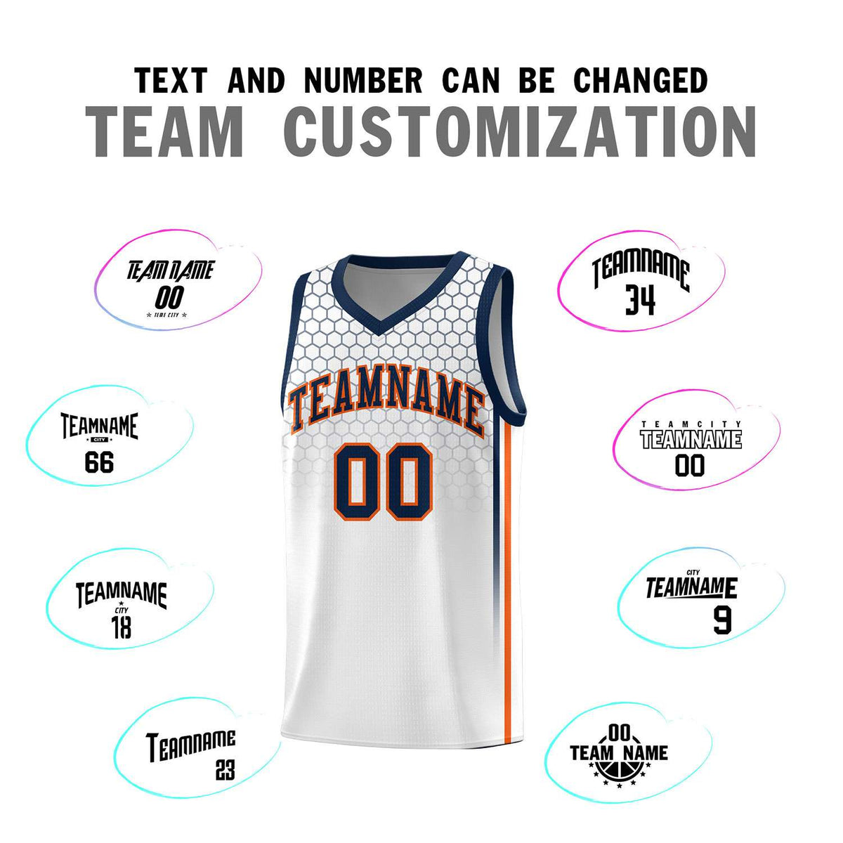 Custom White Personalized Honeycomb Pattern Sports Uniform Basketball Jersey