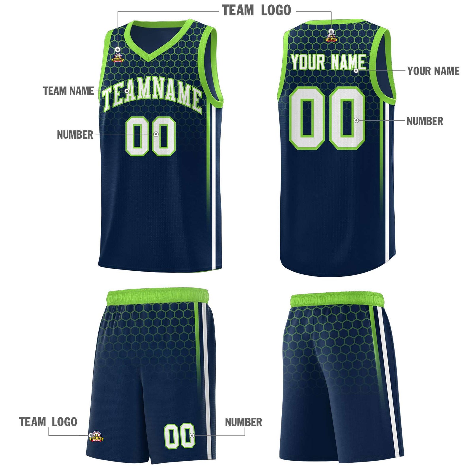Custom Navy Personalized Honeycomb Pattern Sports Uniform Basketball Jersey