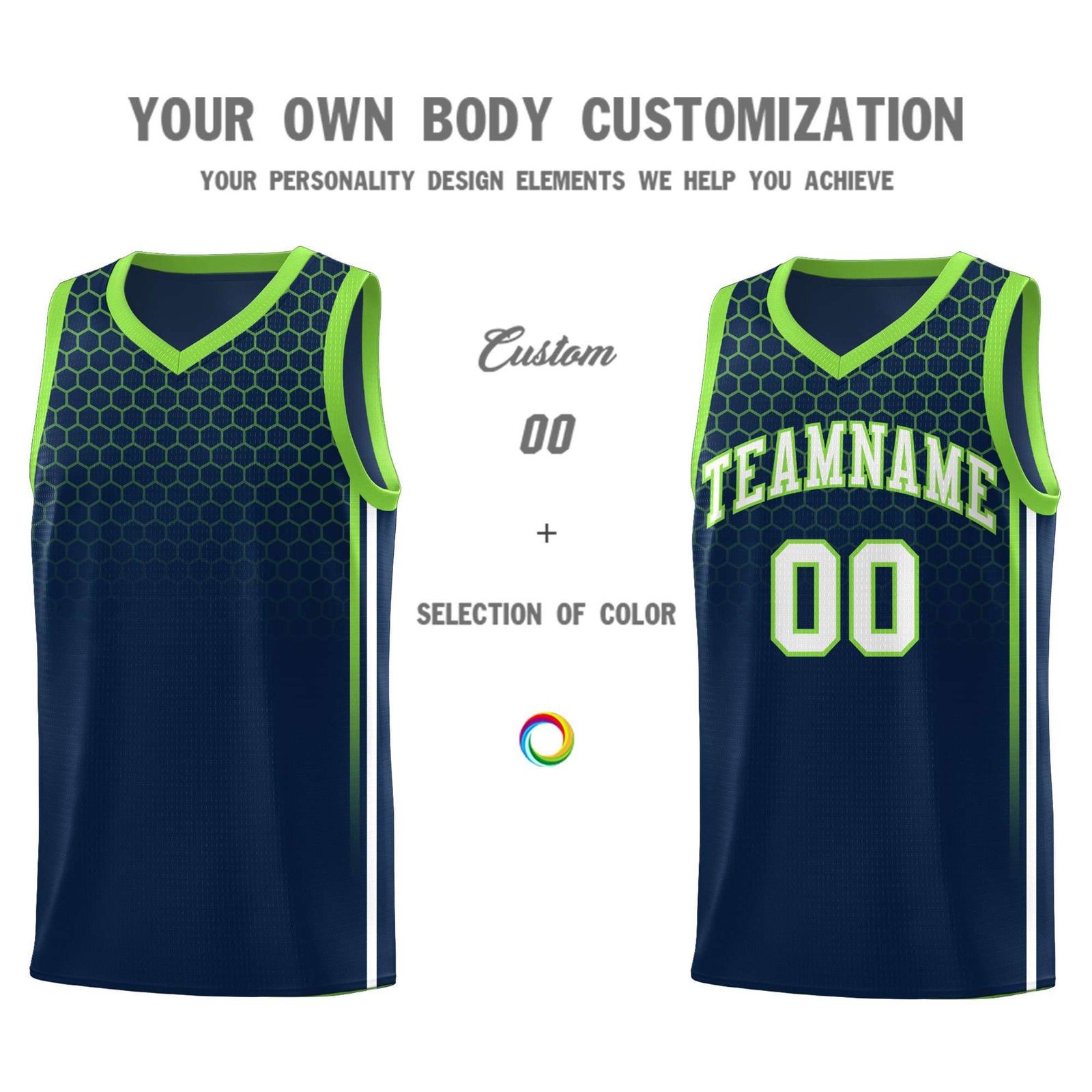 Custom Navy Personalized Honeycomb Pattern Sports Uniform Basketball Jersey