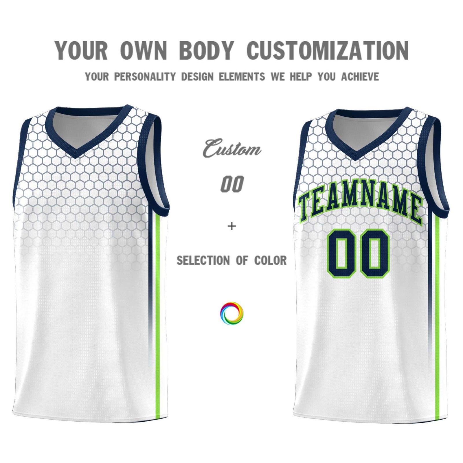 Custom White Personalized Honeycomb Pattern Sports Uniform Basketball Jersey