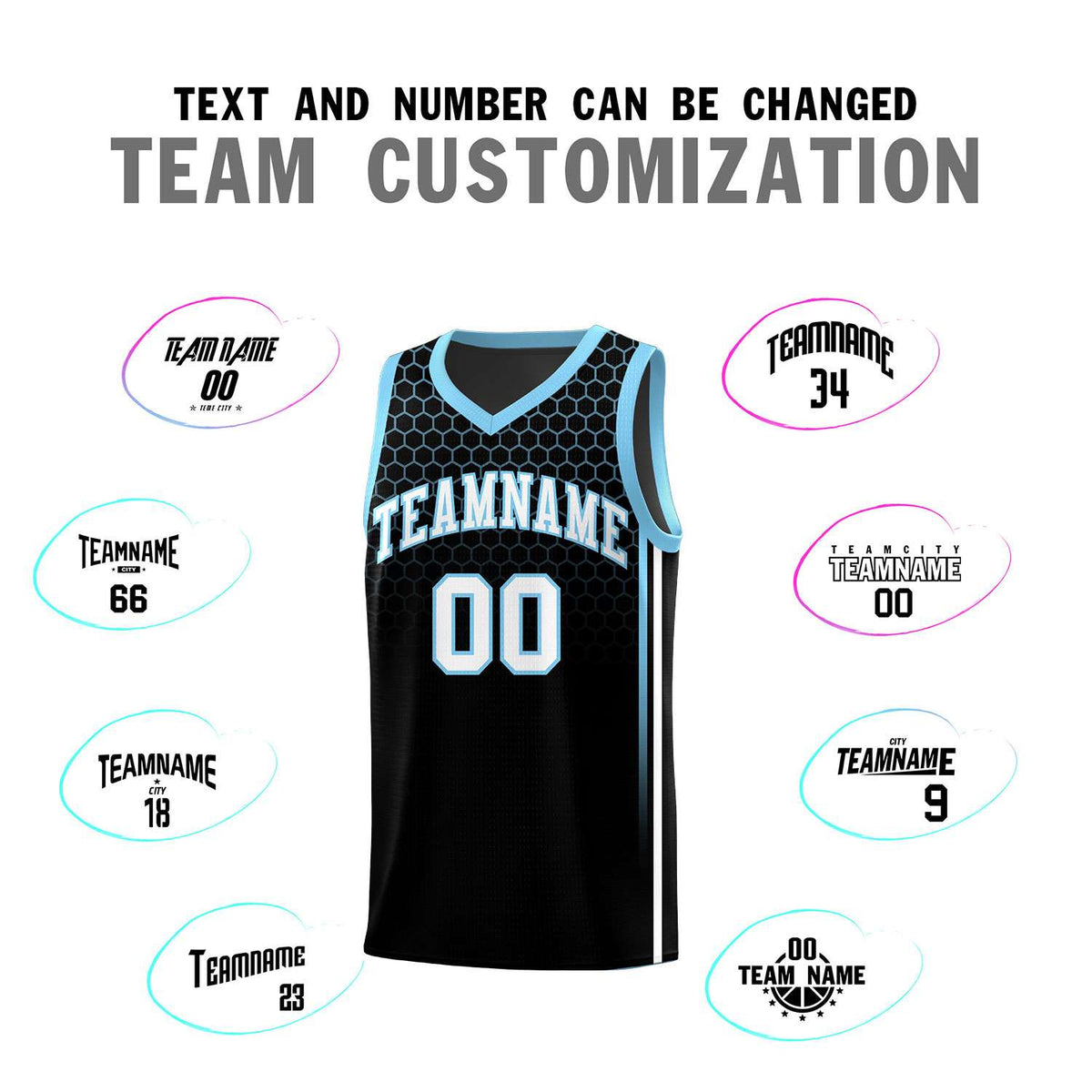 Custom Black Personalized Honeycomb Pattern Sports Uniform Basketball Jersey
