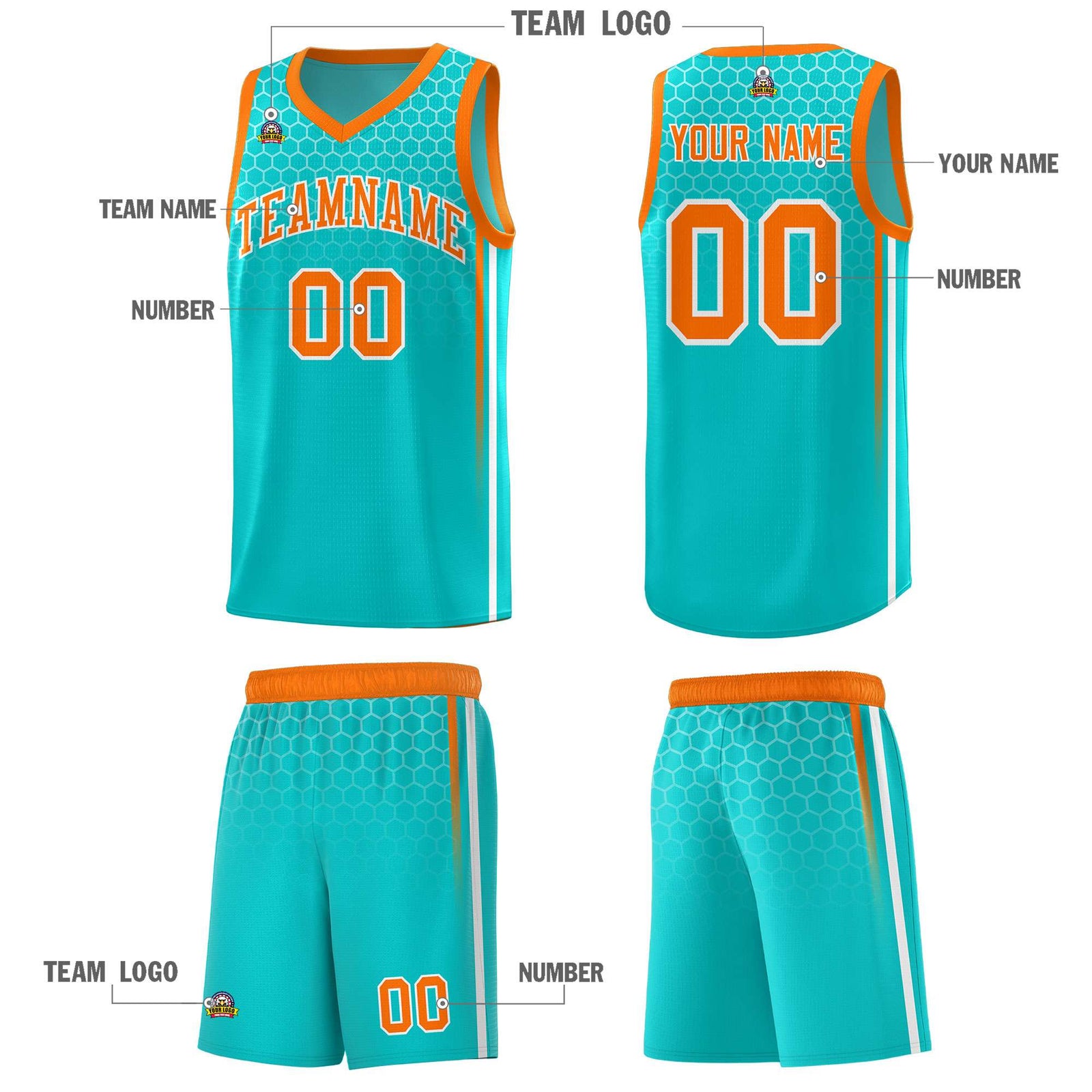 Custom Sky Blue Personalized Honeycomb Pattern Sports Uniform Basketball Jersey