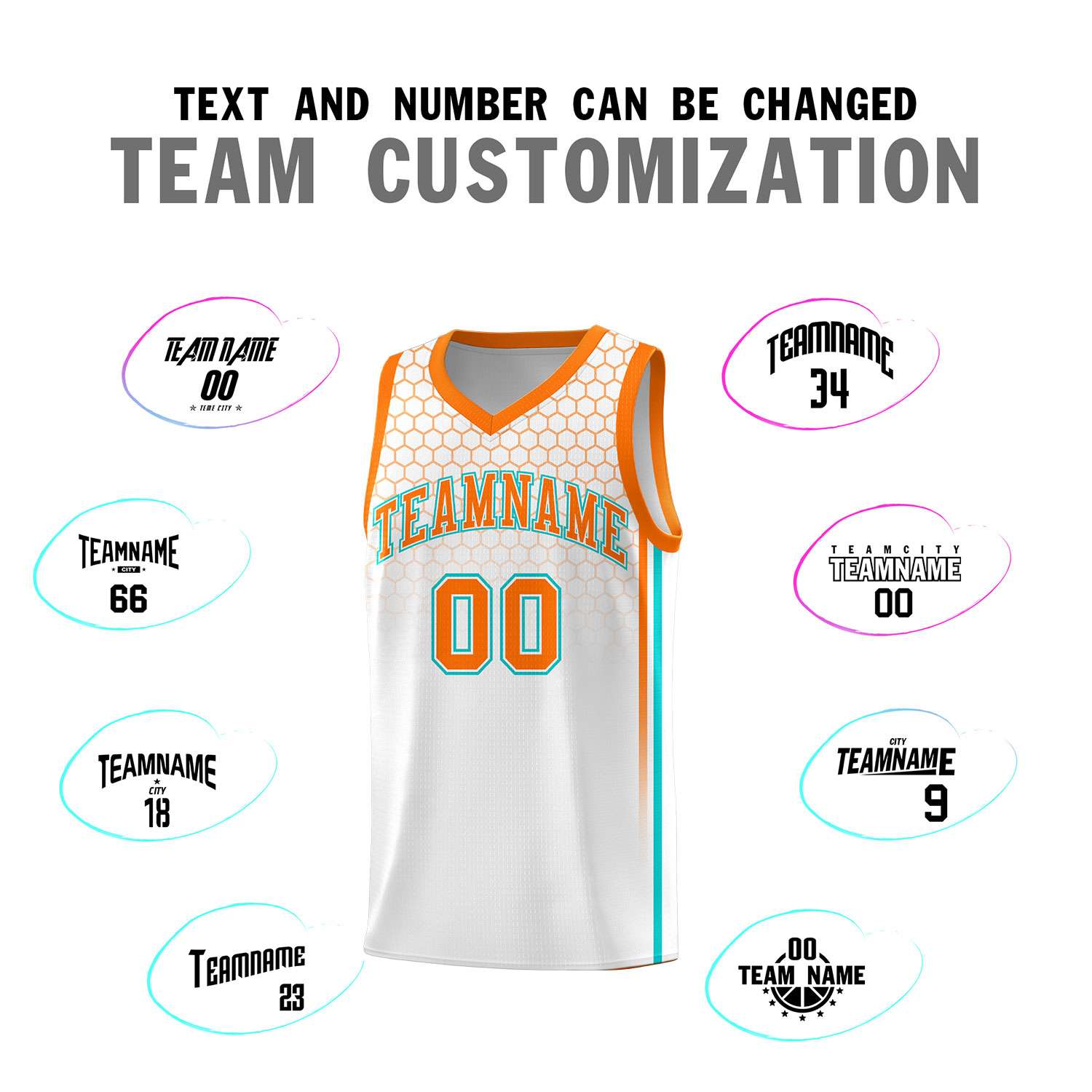 Custom White Personalized Honeycomb Pattern Sports Uniform Basketball Jersey