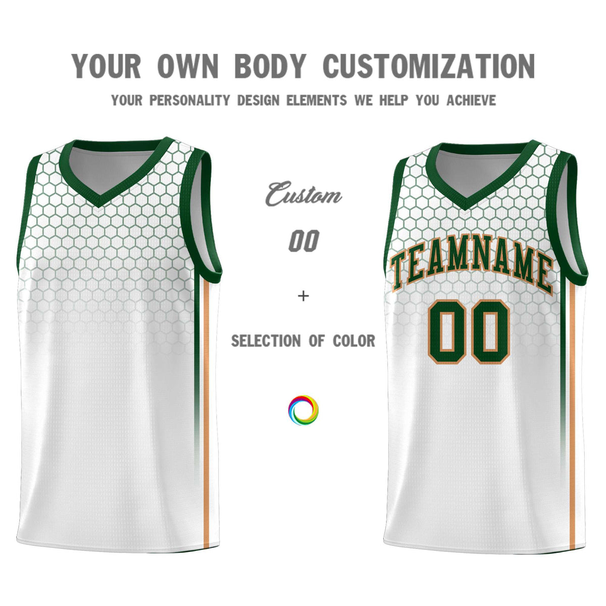 Custom White Personalized Honeycomb Pattern Sports Uniform Basketball Jersey