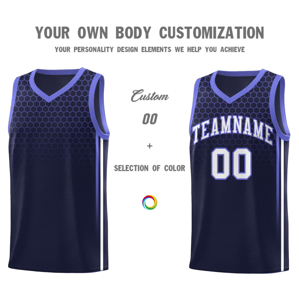 Custom Navy Personalized Honeycomb Pattern Sports Uniform Basketball Jersey