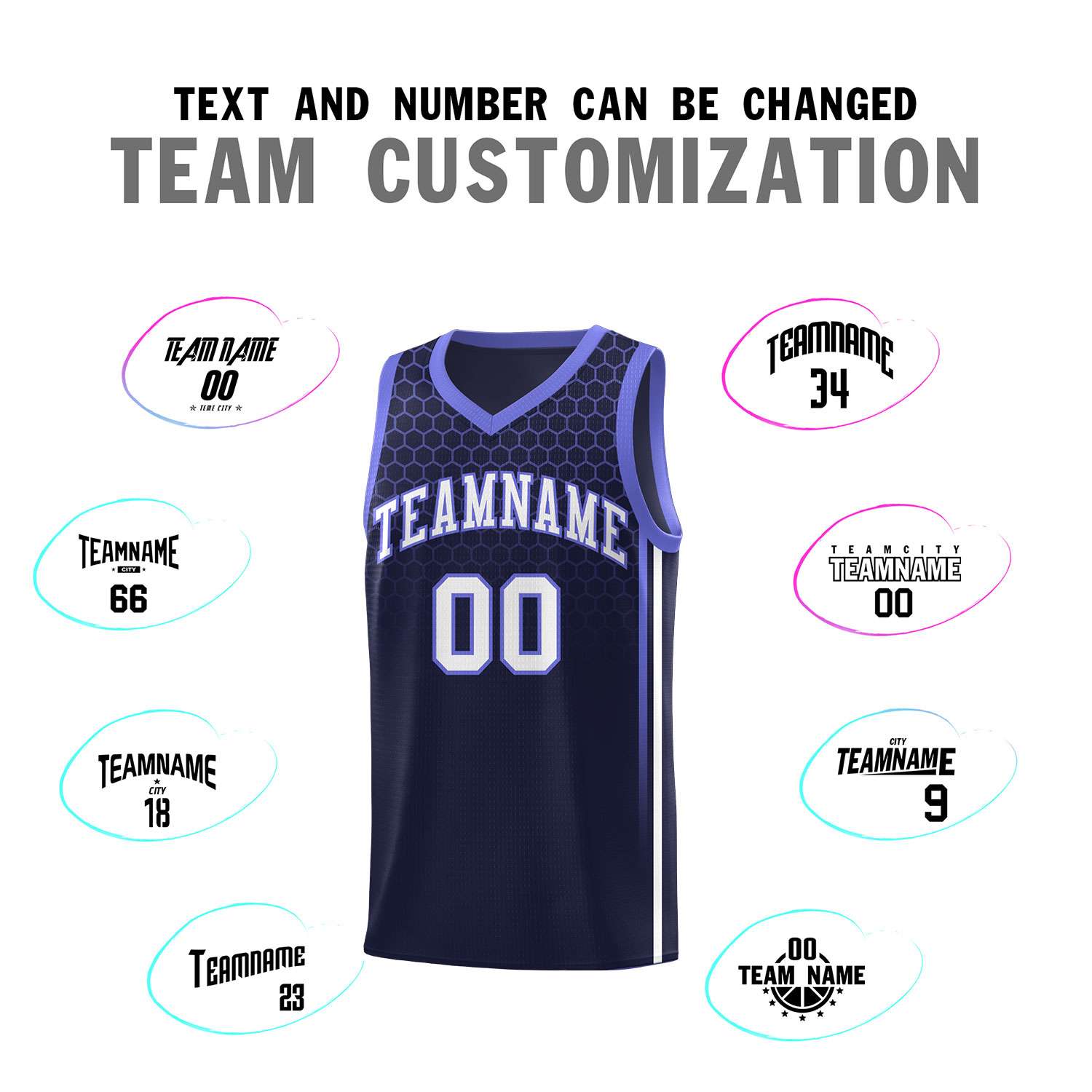 Custom Navy Personalized Honeycomb Pattern Sports Uniform Basketball Jersey