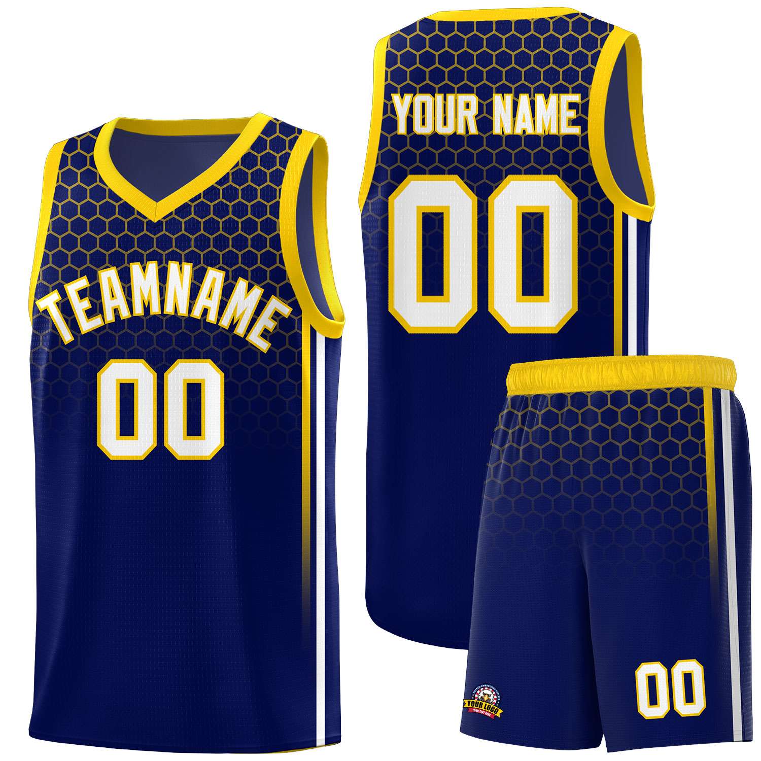 Custom Navy Personalized Honeycomb Pattern Sports Uniform Basketball Jersey