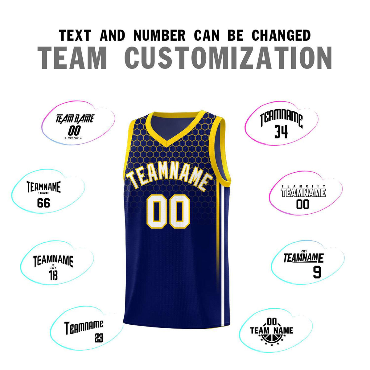 Custom Navy Personalized Honeycomb Pattern Sports Uniform Basketball Jersey