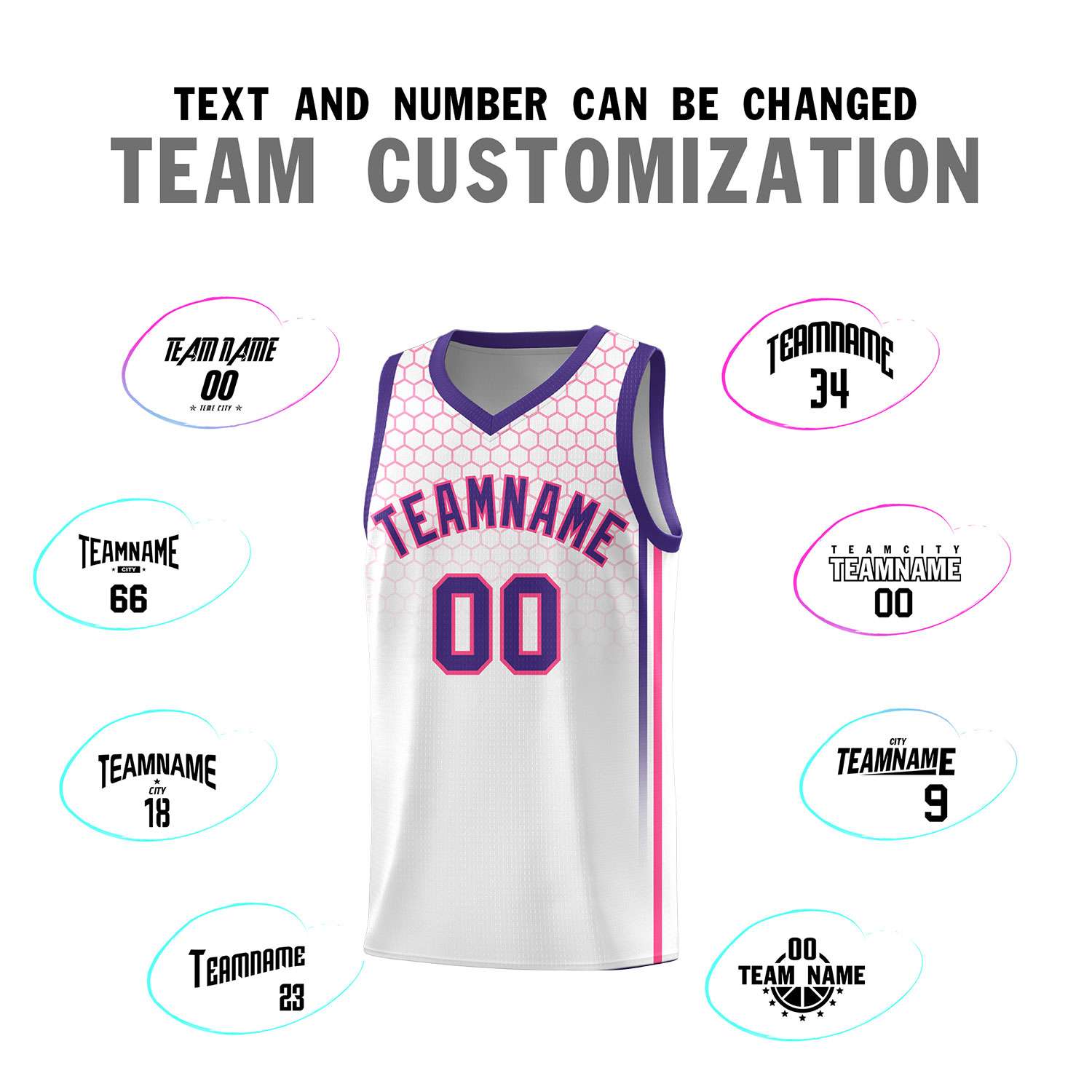 Custom White Personalized Honeycomb Pattern Sports Uniform Basketball Jersey