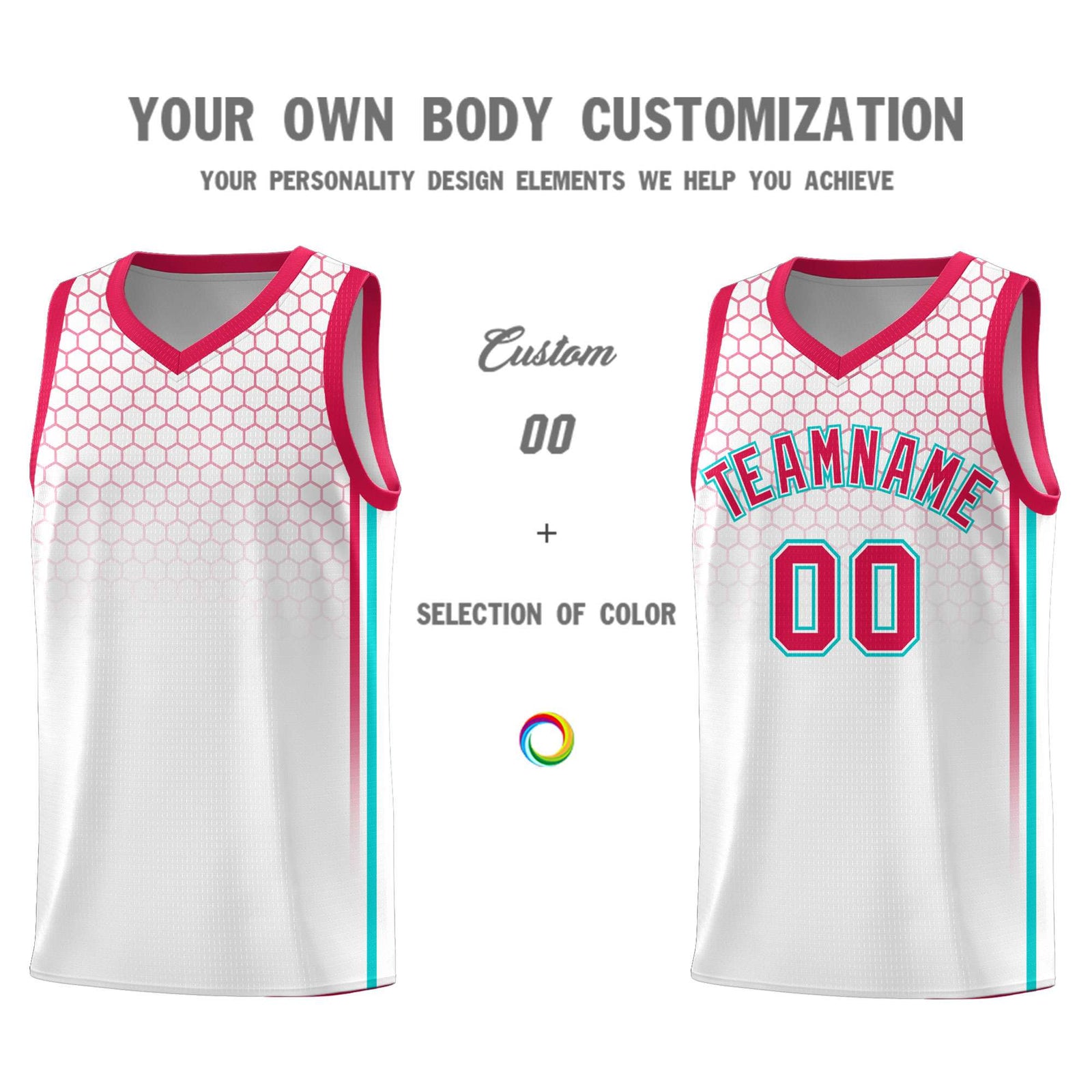 Custom White Personalized Honeycomb Pattern Sports Uniform Basketball Jersey