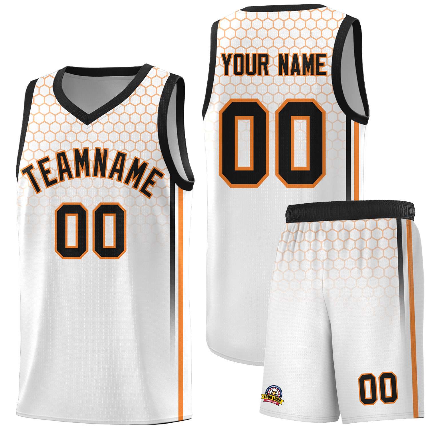 Custom White Personalized Honeycomb Pattern Sports Uniform Basketball Jersey
