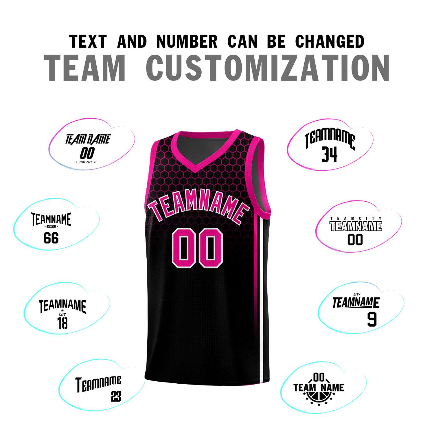 Custom Black Personalized Honeycomb Pattern Sports Uniform Basketball Jersey
