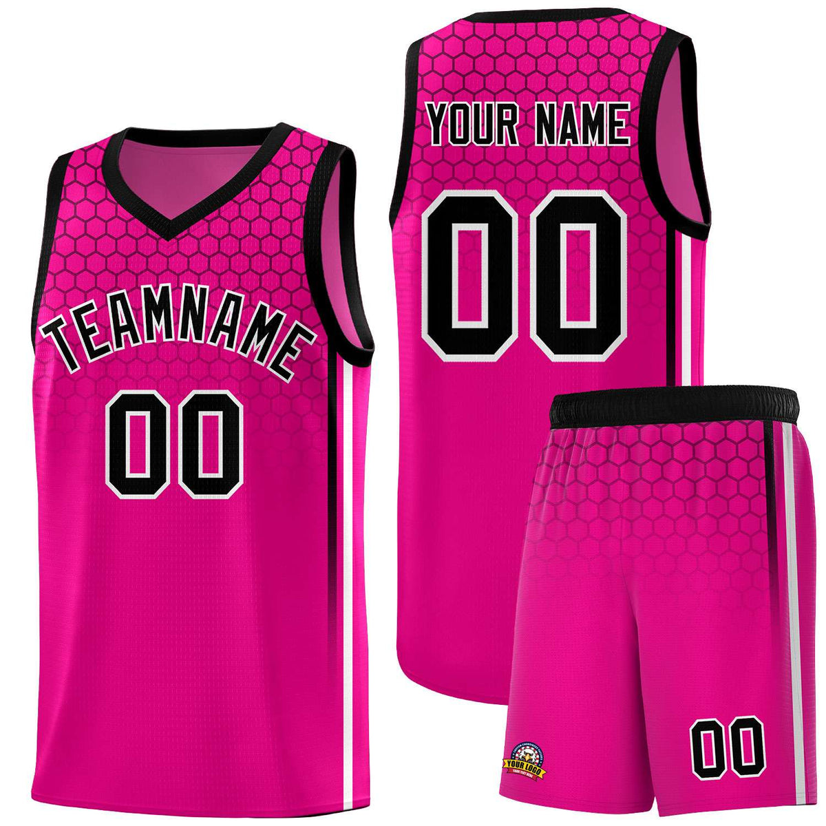 Custom Pink Personalized Honeycomb Pattern Sports Uniform Basketball Jersey