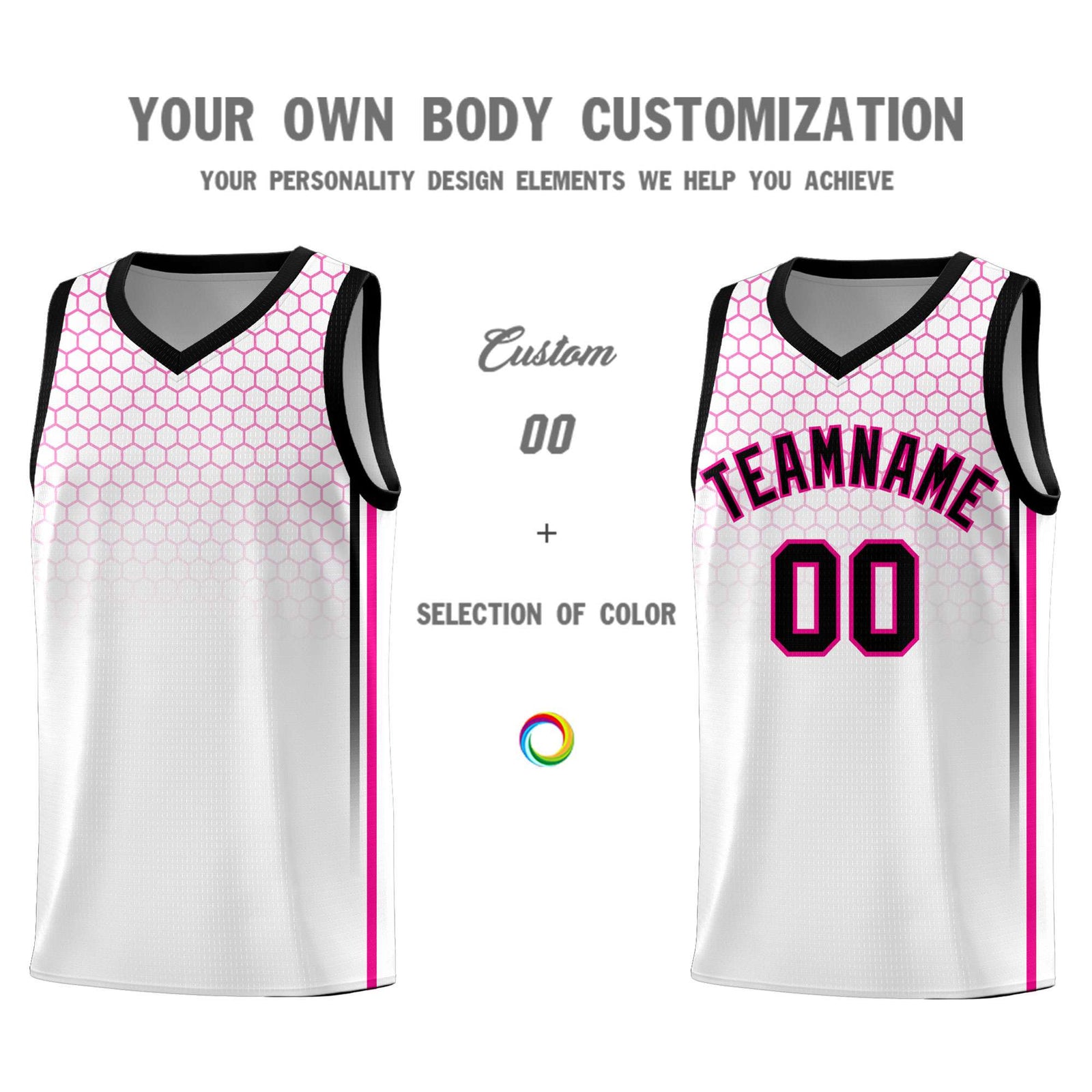 Custom White Personalized Honeycomb Pattern Sports Uniform Basketball Jersey