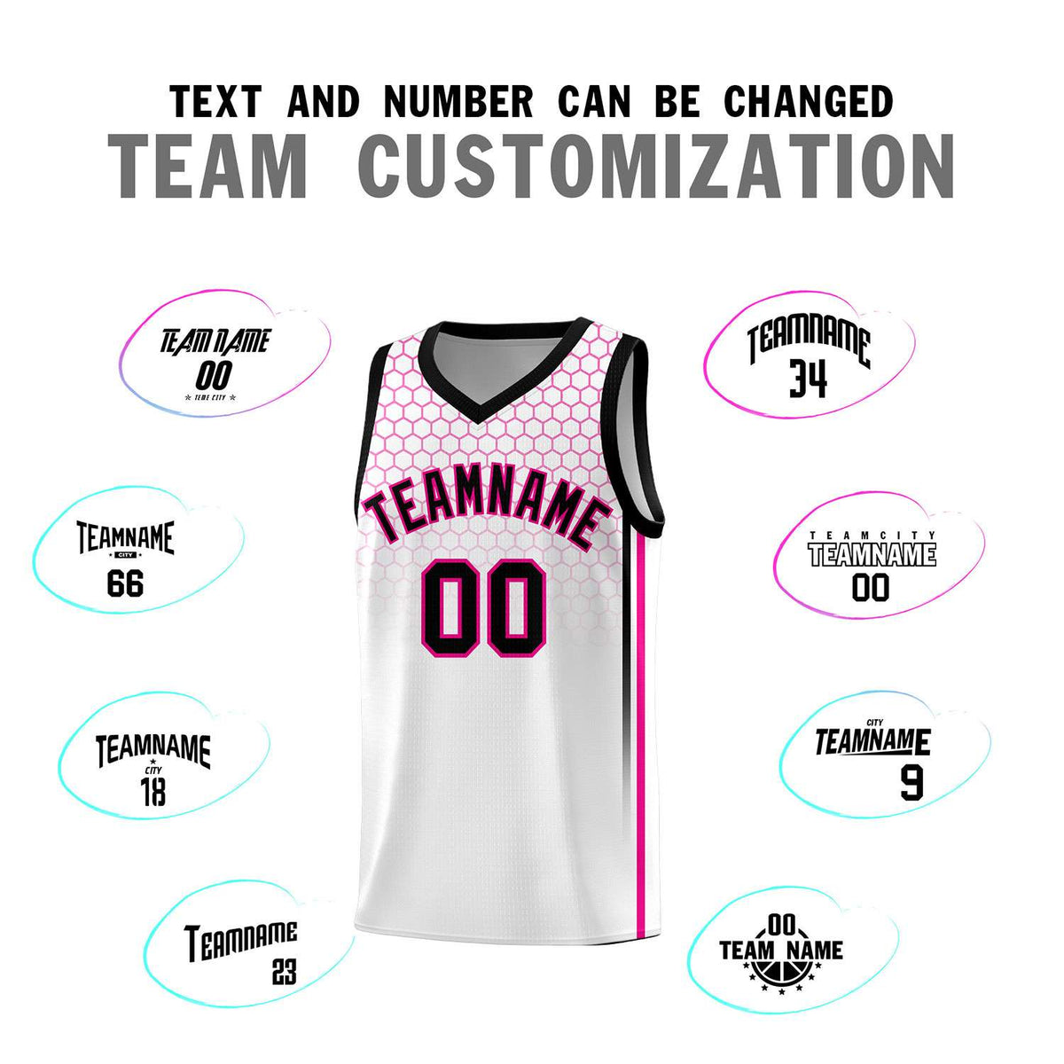 Custom White Personalized Honeycomb Pattern Sports Uniform Basketball Jersey