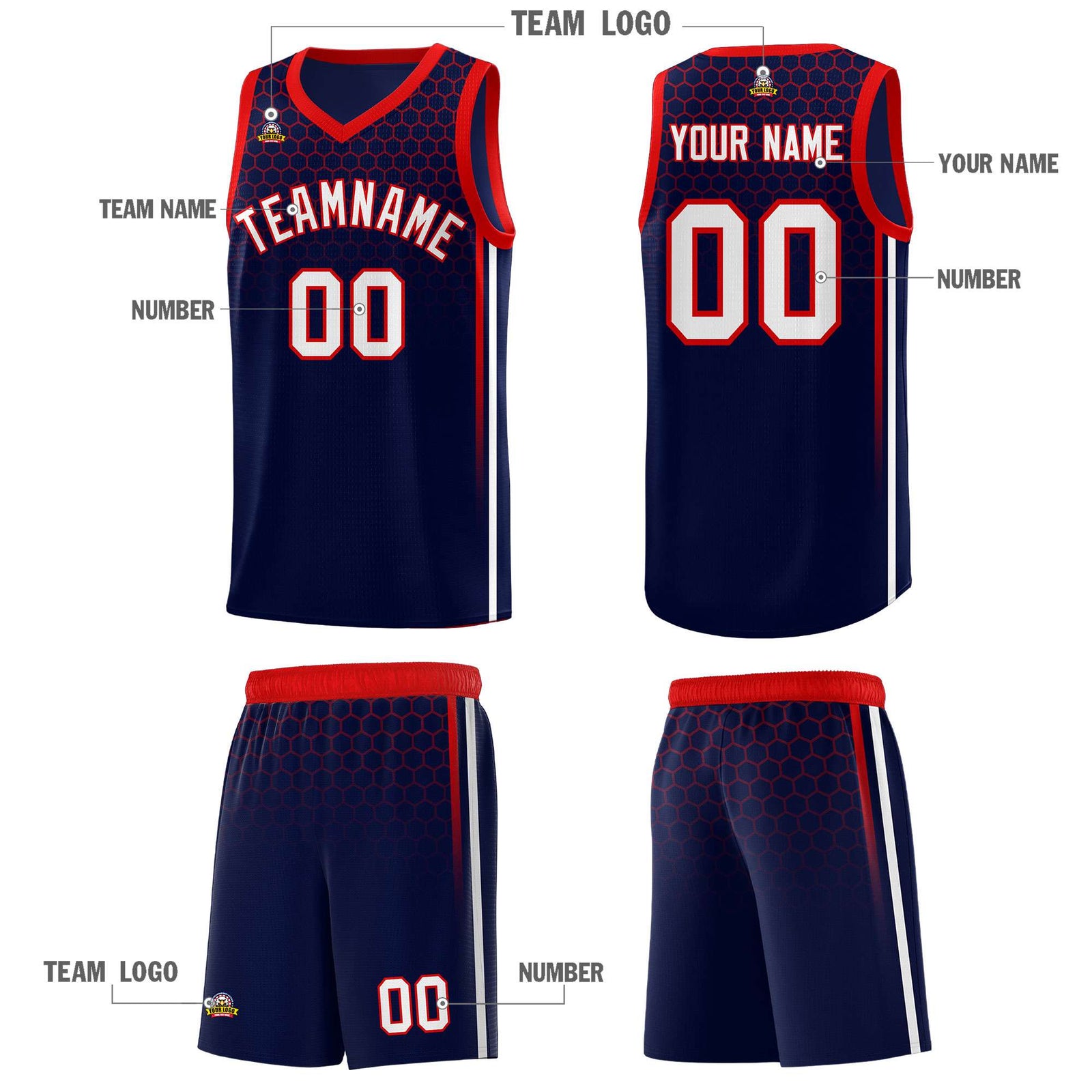 Custom Navy Personalized Honeycomb Pattern Sports Uniform Basketball Jersey
