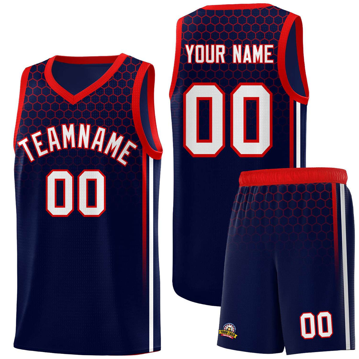 Custom Navy Personalized Honeycomb Pattern Sports Uniform Basketball Jersey