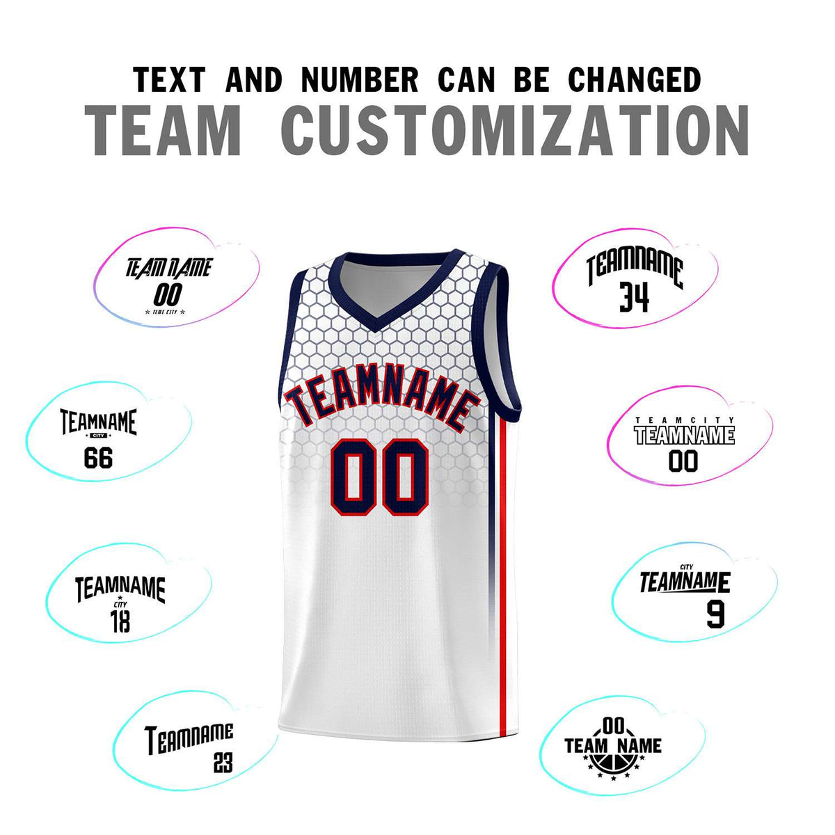 Custom White Personalized Honeycomb Pattern Sports Uniform Basketball Jersey