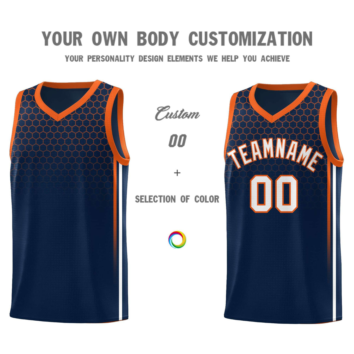 Custom Navy Personalized Honeycomb Pattern Sports Uniform Basketball Jersey